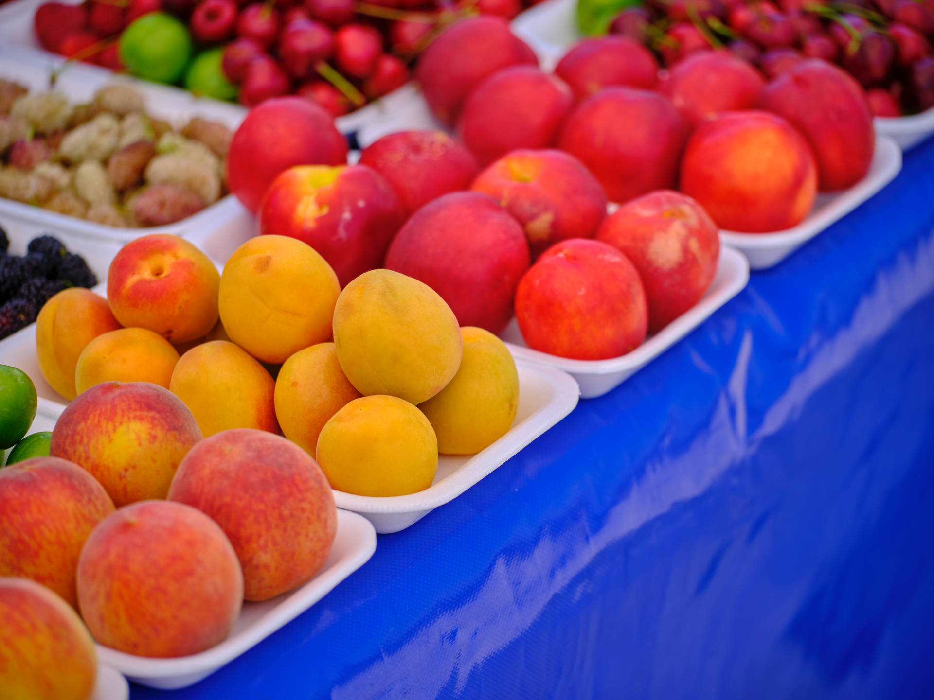 Nectarine Display Farmers Market Background