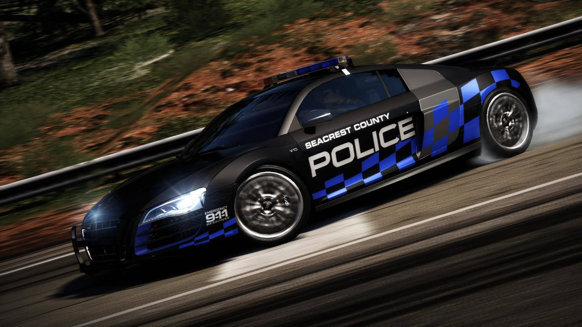 Need For Speed Black Audi Police Car Background