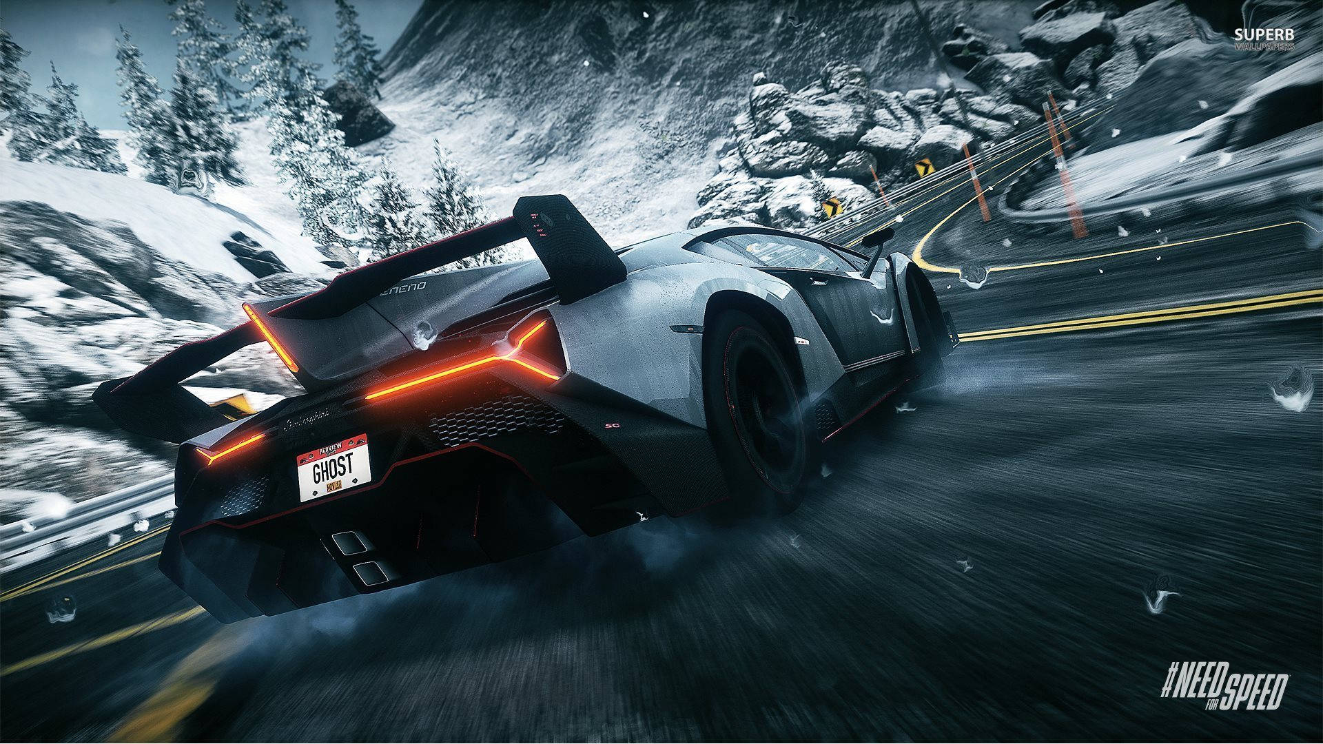 Need For Speed Gray Lamborghini Veneno Background