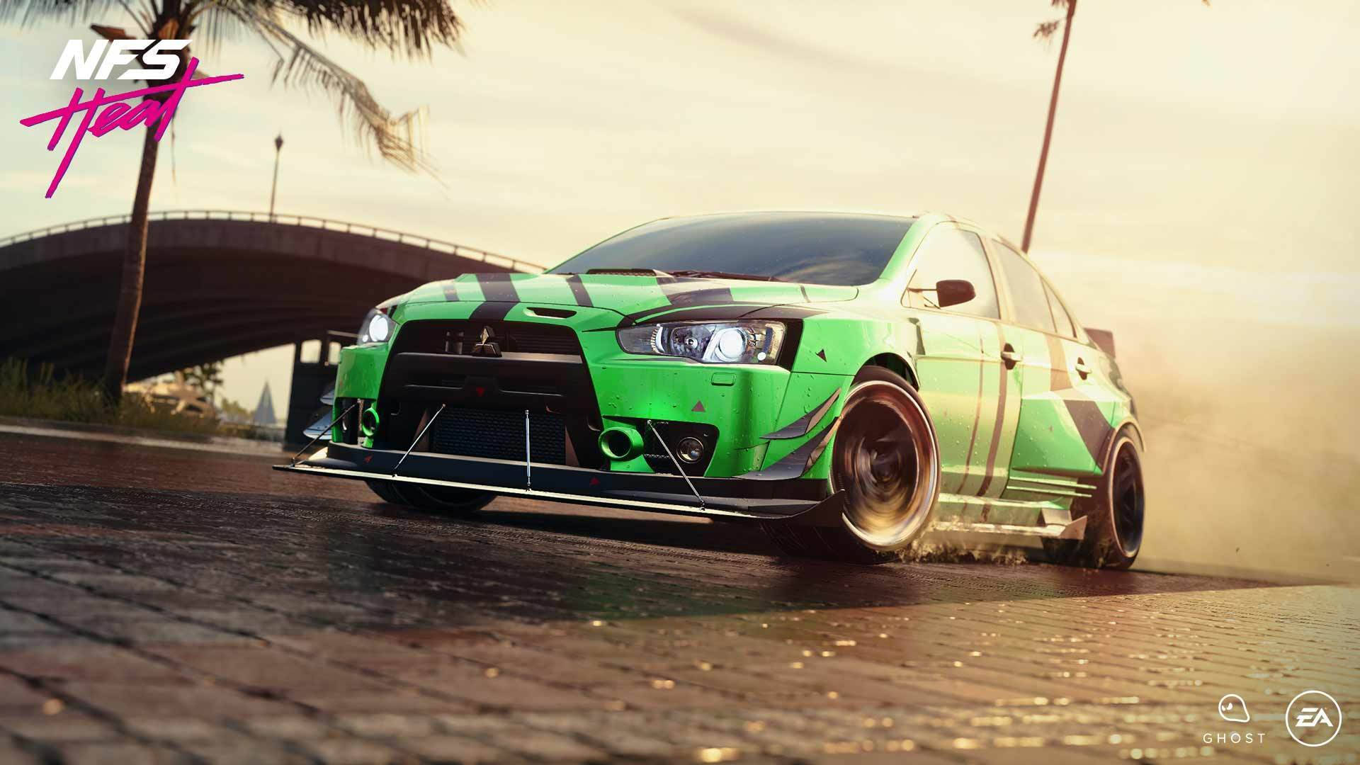 Need For Speed Heat Green Car Background