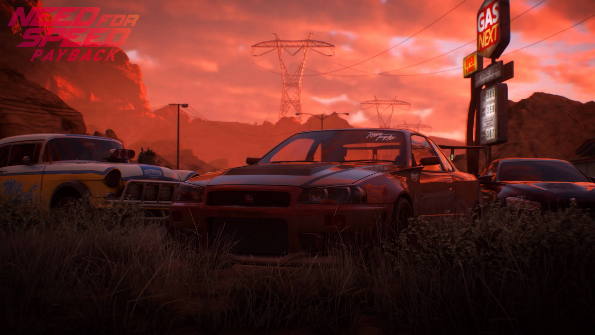 Need For Speed Payback Gas Station Sunset Background