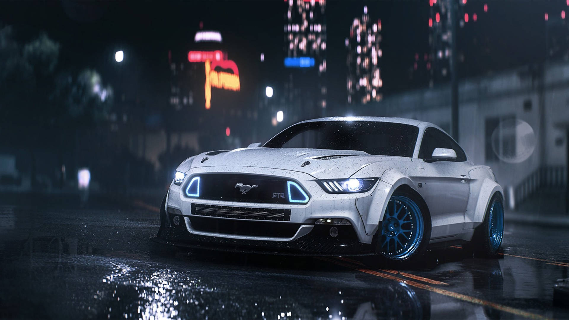 Need For Speed Payback Mustang Under The Rain Background