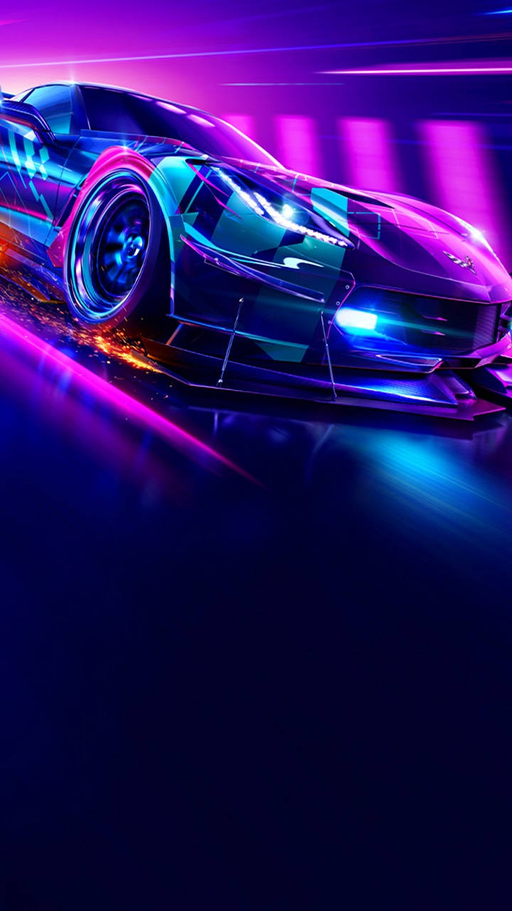 Need For Speed Purple Aesthetic Car In Dark Iphone Background