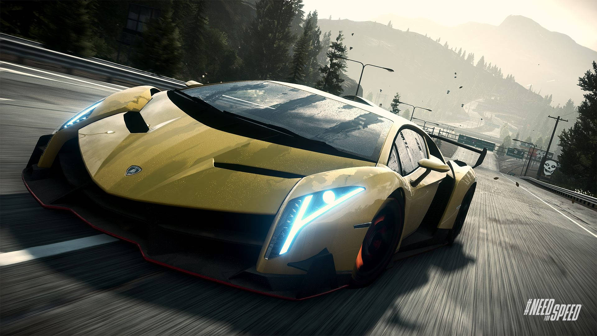 Need For Speed Yellow Lamborghini Veneno Background