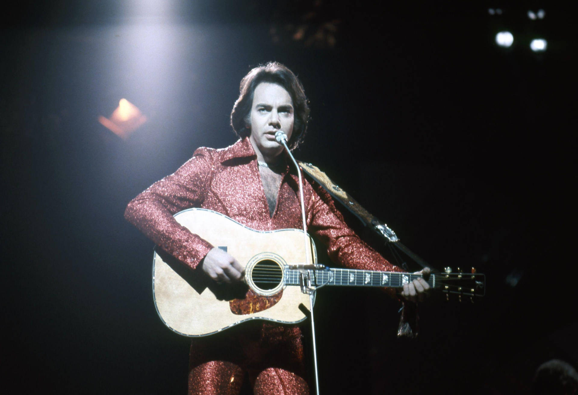 Neil Diamond Red Sequin Background