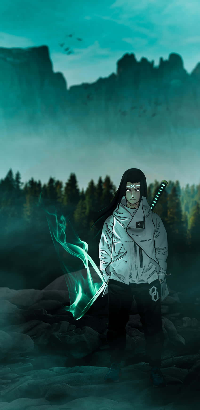 Neji Hyuga Glowing Katana Background