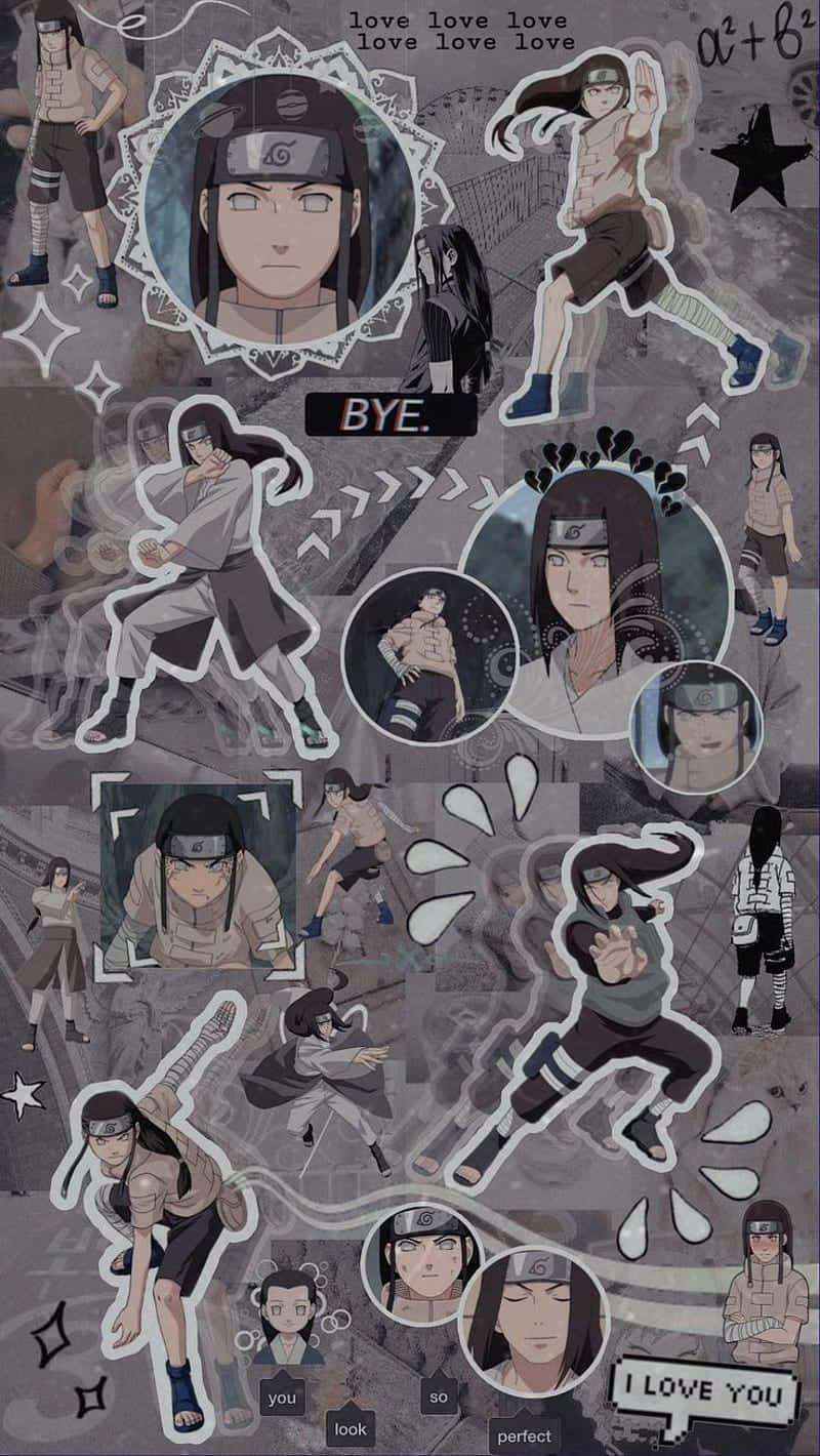 Neji Hyuga Gray Aesthetic Collage Background