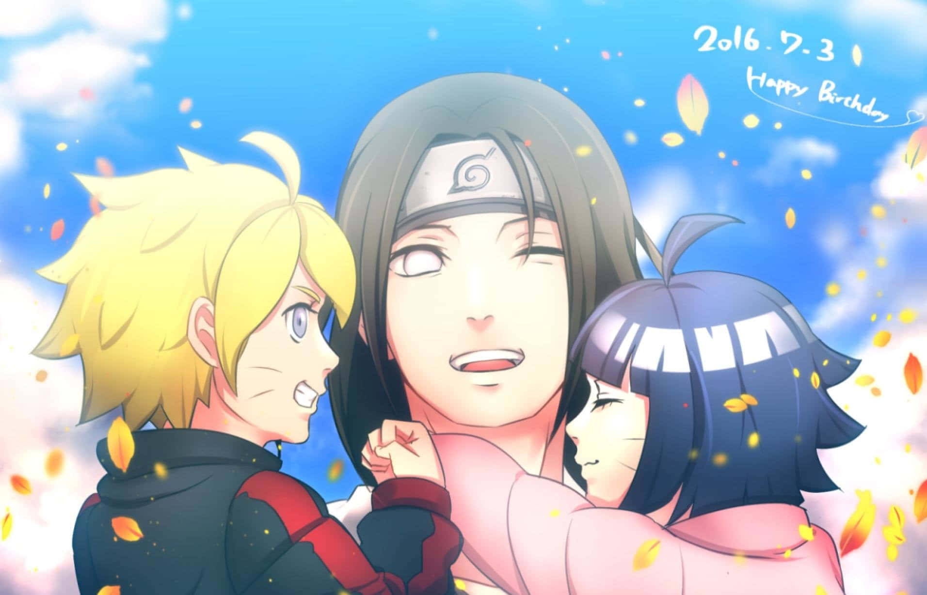 Neji Hyuga With Boruto And Himawari Background