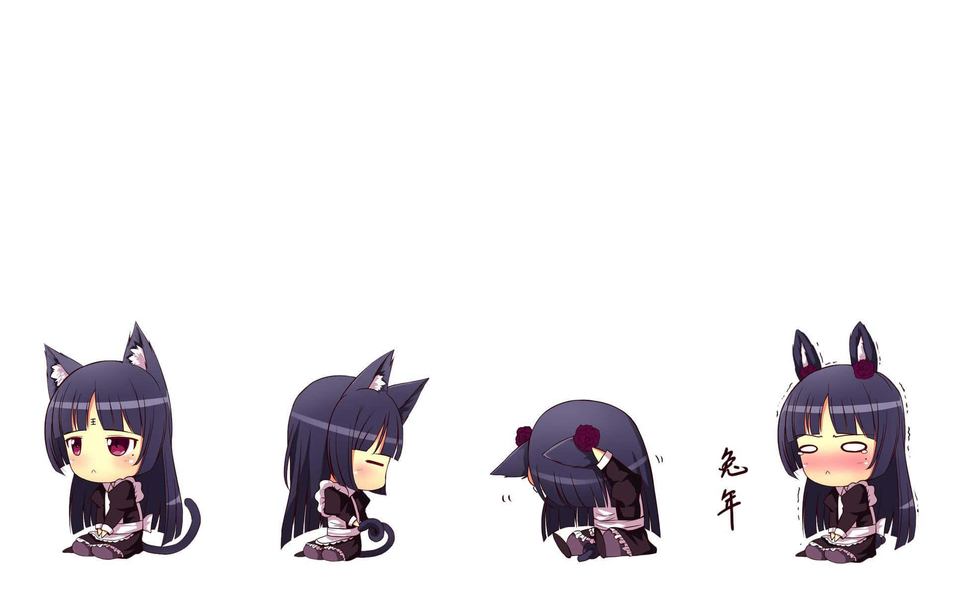 Neko Girl Emotions Sequence Background