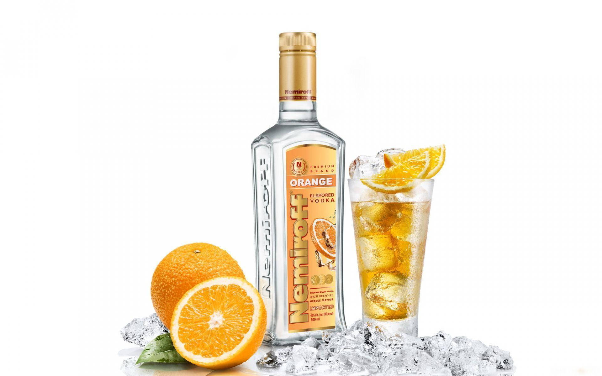 Nemiroff Orange Vodka Bottle And Drink