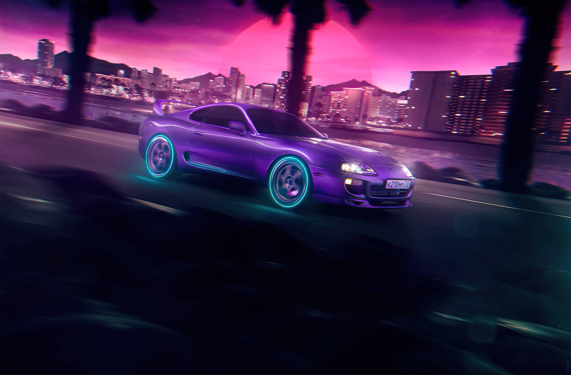 Neon 4k Supra 3d Background