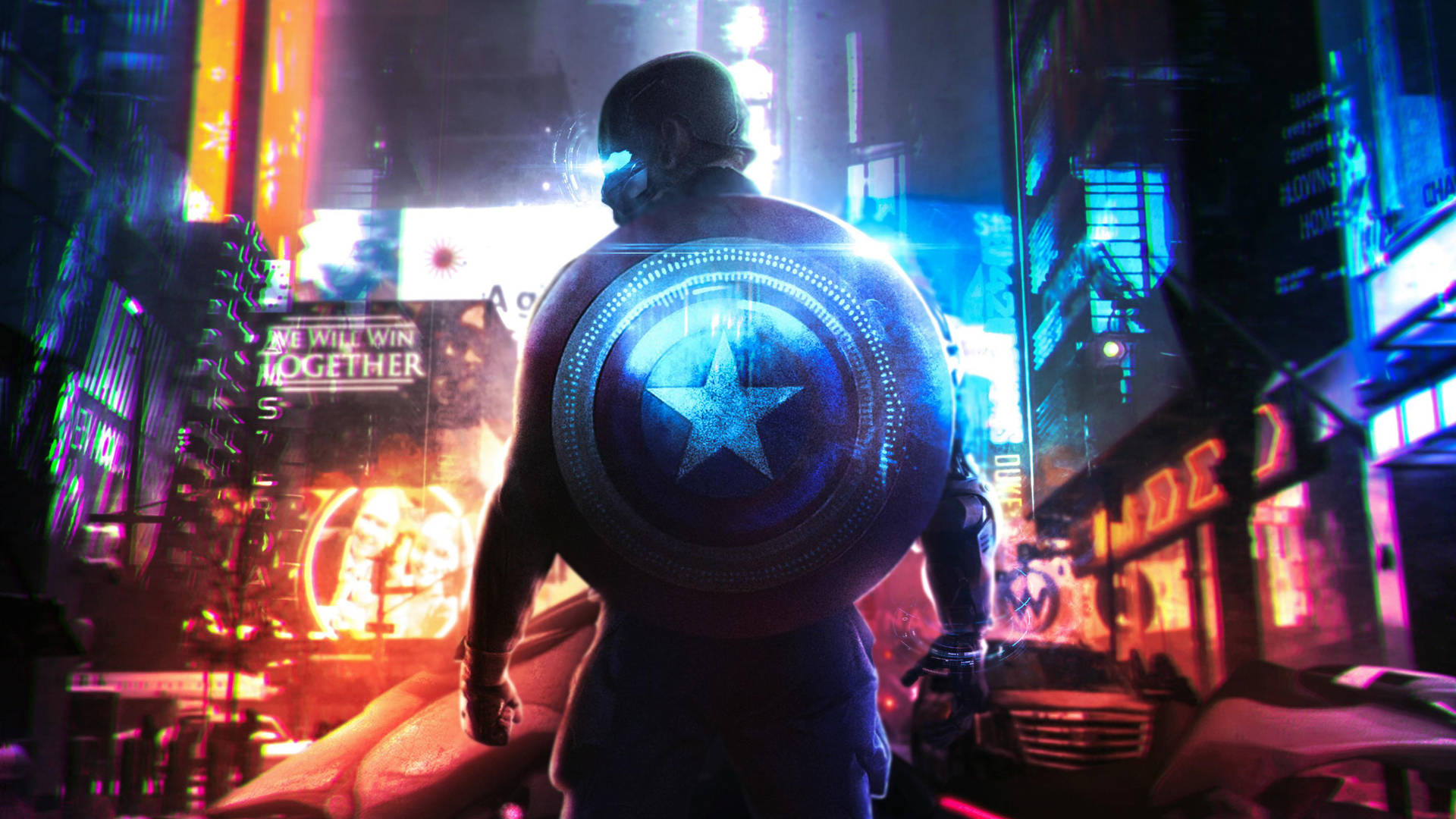 Neon Aesthetic Captain America Background