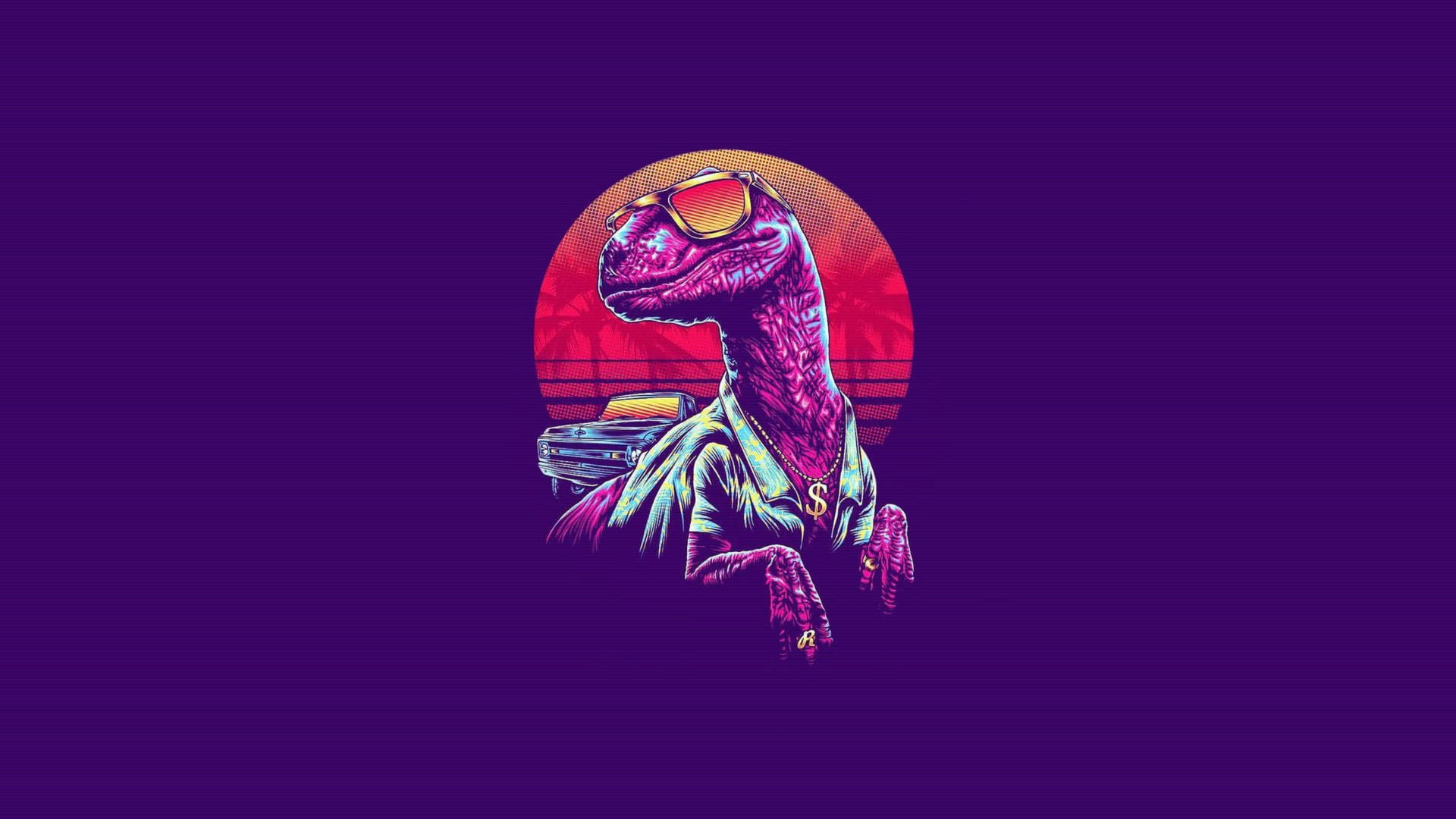 Neon Aesthetic Fan Art Raptor Background