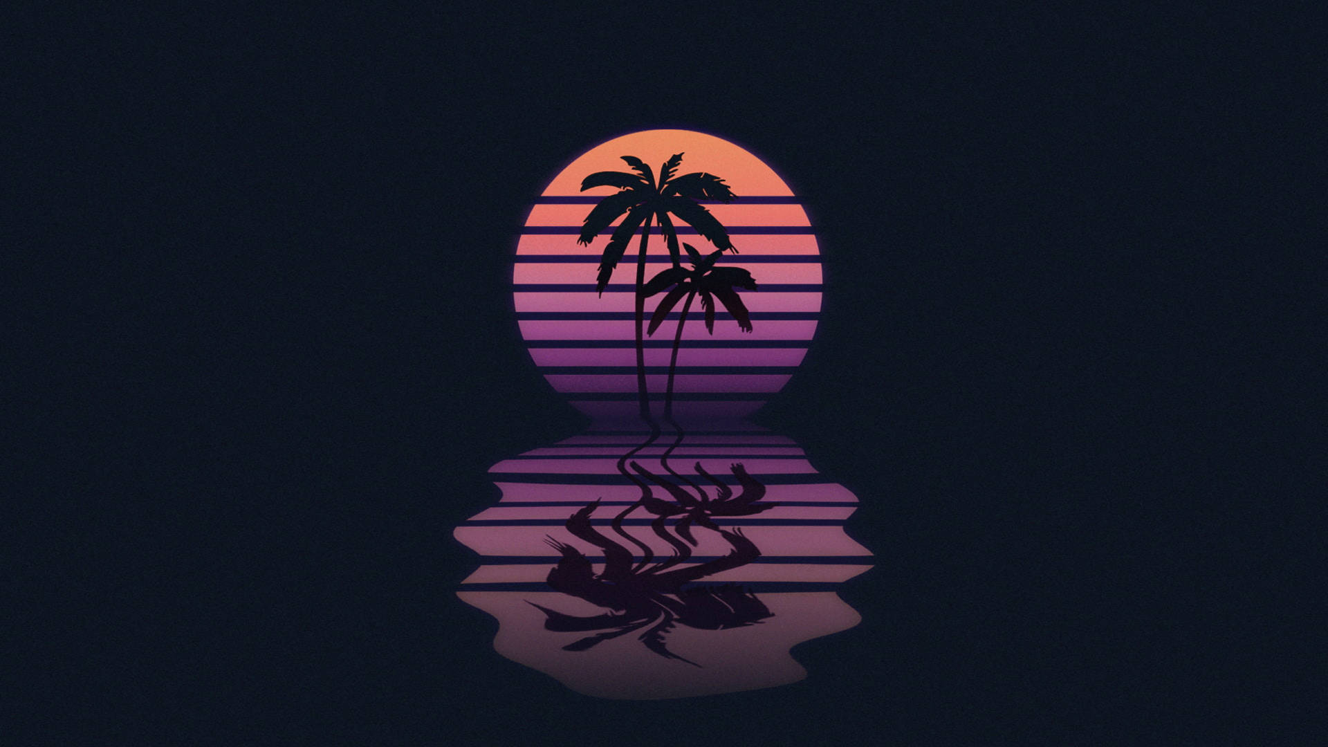 Neon Aesthetic Moon And Palm Trees Background