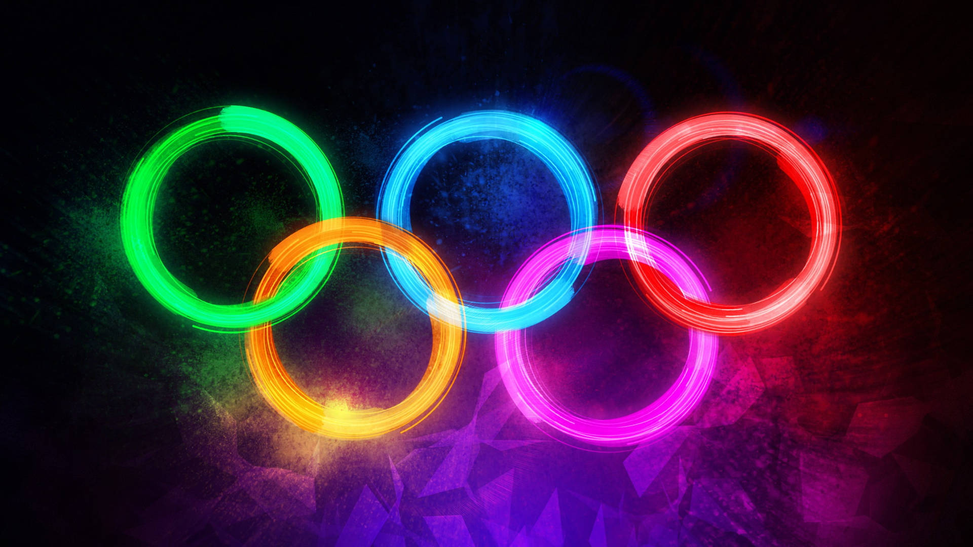 Neon Aesthetic Olympic Rings Background