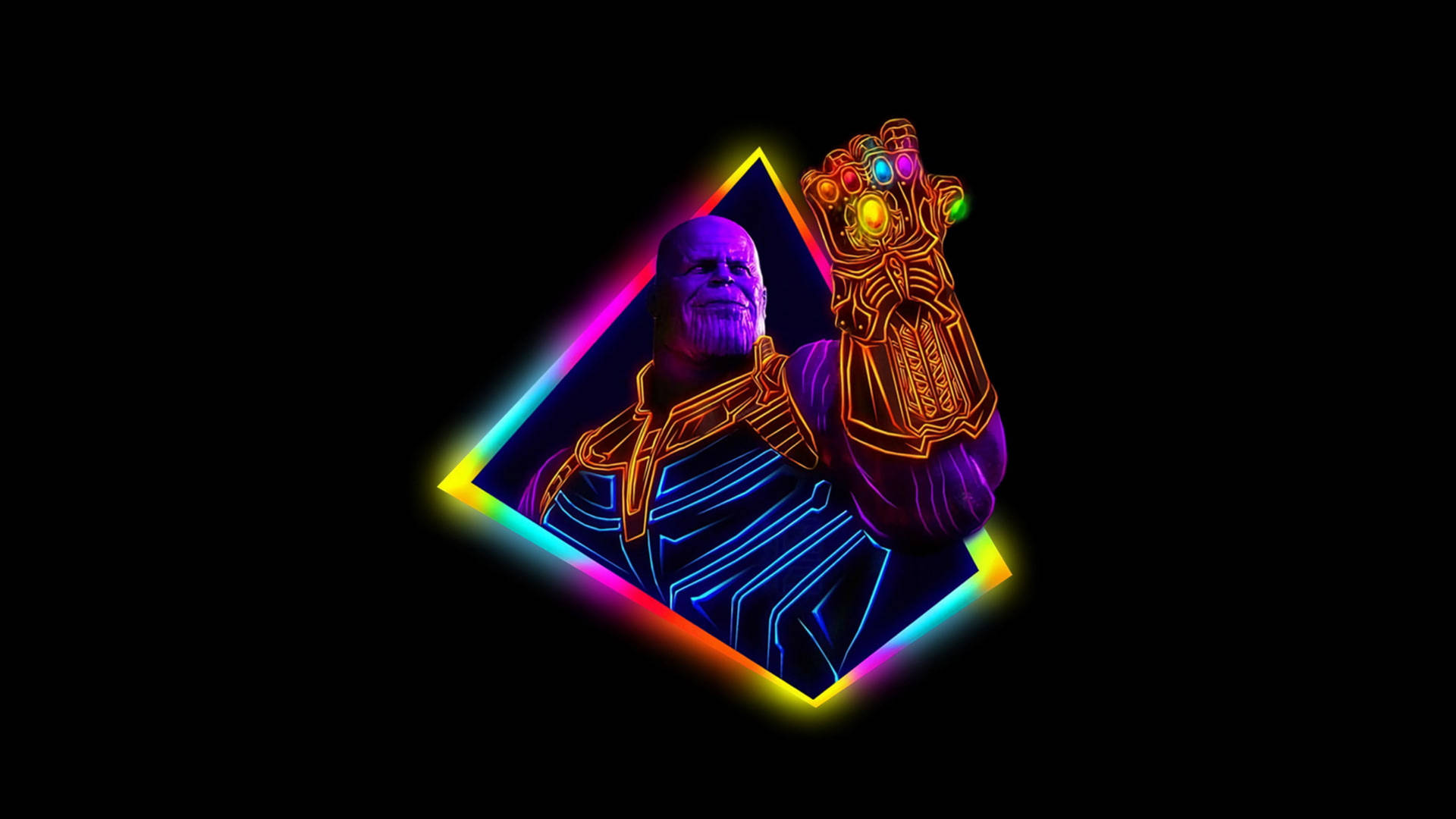 Neon Aesthetic Thanos With Infinity Stones Background