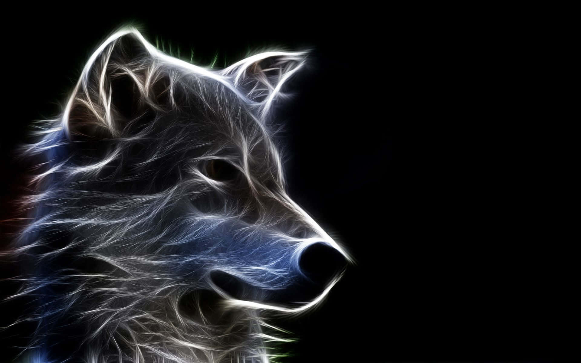 Neon Animal Arctic Wolf Outline Art