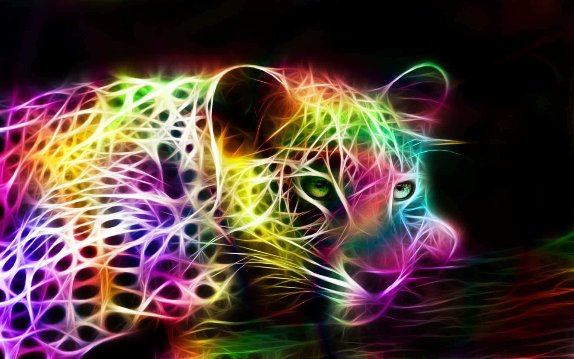 Neon Animal Colorful Jaguar Art