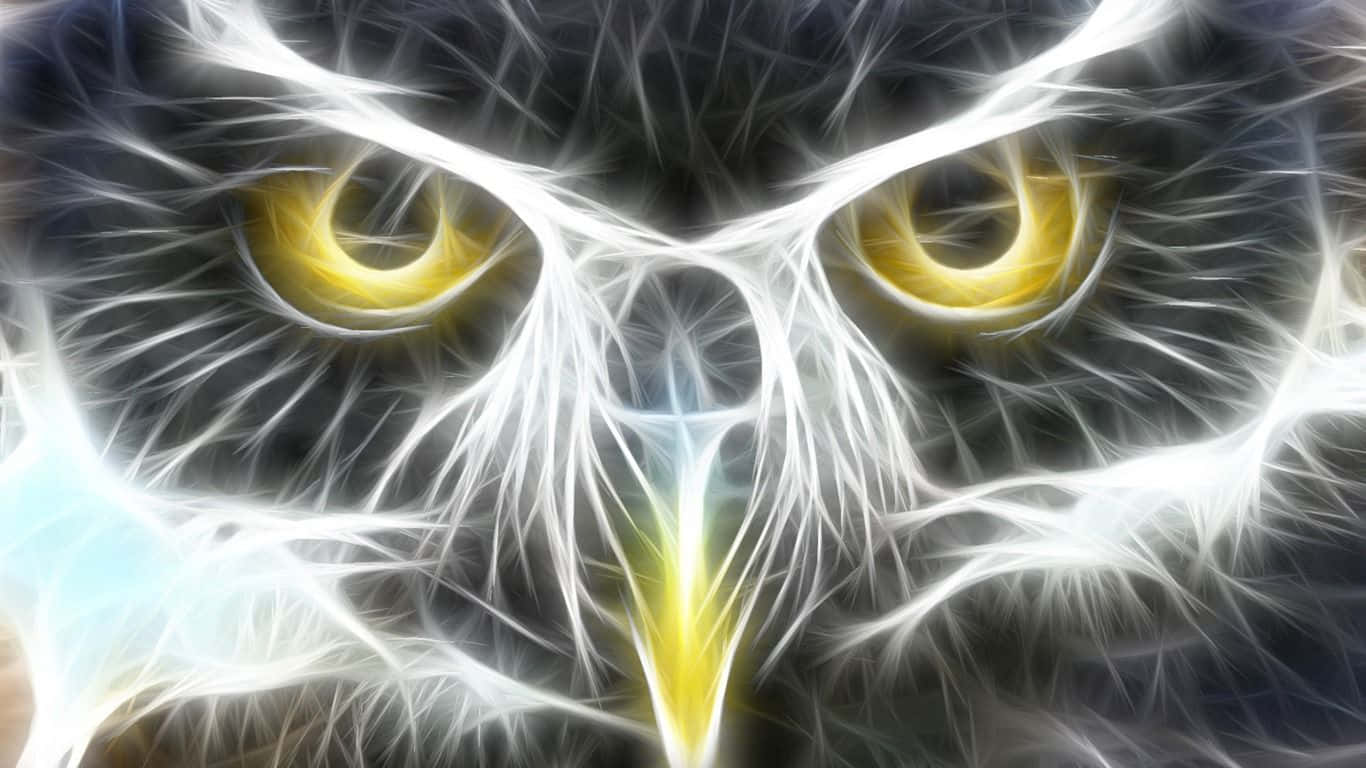 Neon Animal Owl With Fierce Look Background