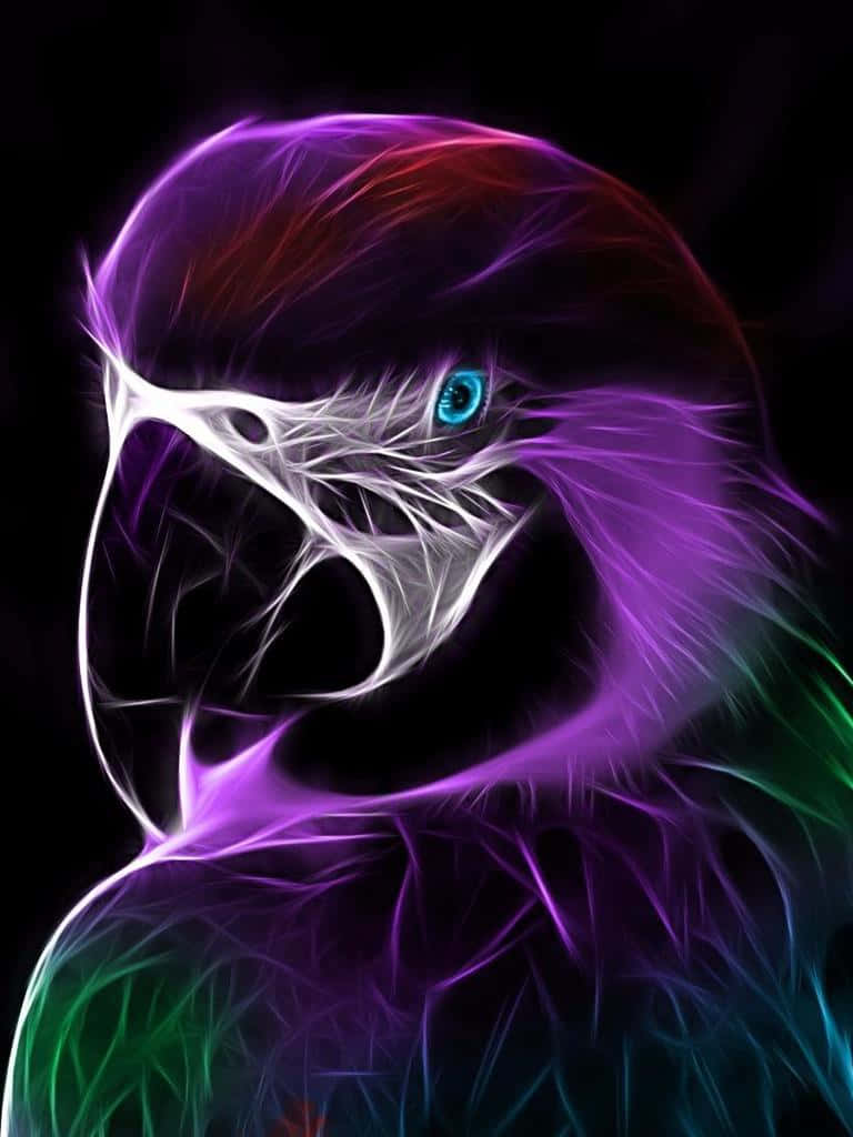 Neon Animal Purple Macaw Bird