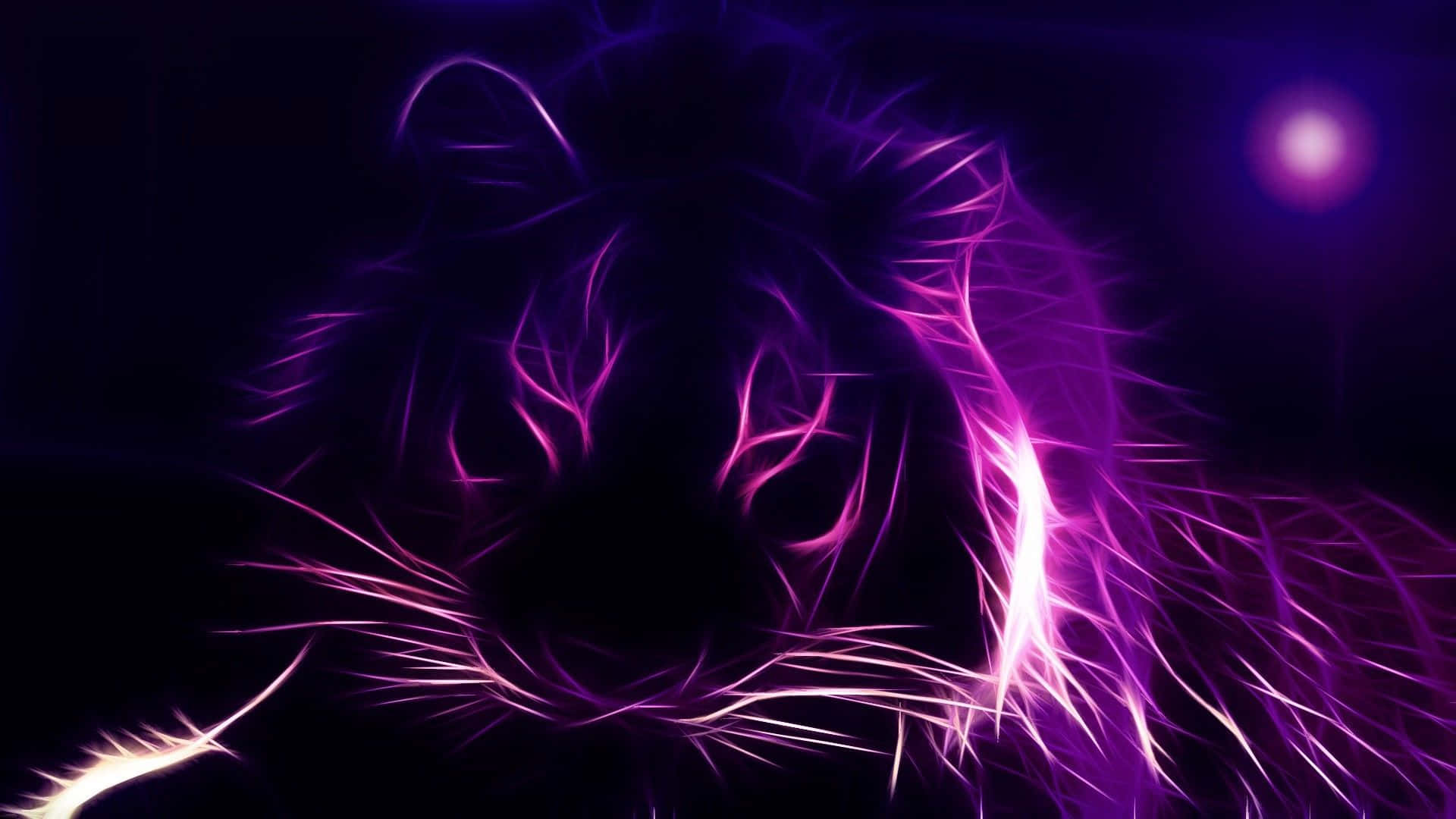 Neon Animal Purple Tiger Outline Art Background
