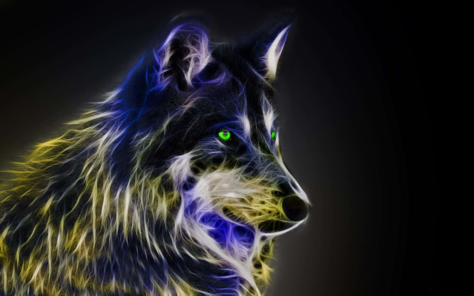 Neon Animal Purple Yellow Wolf Background