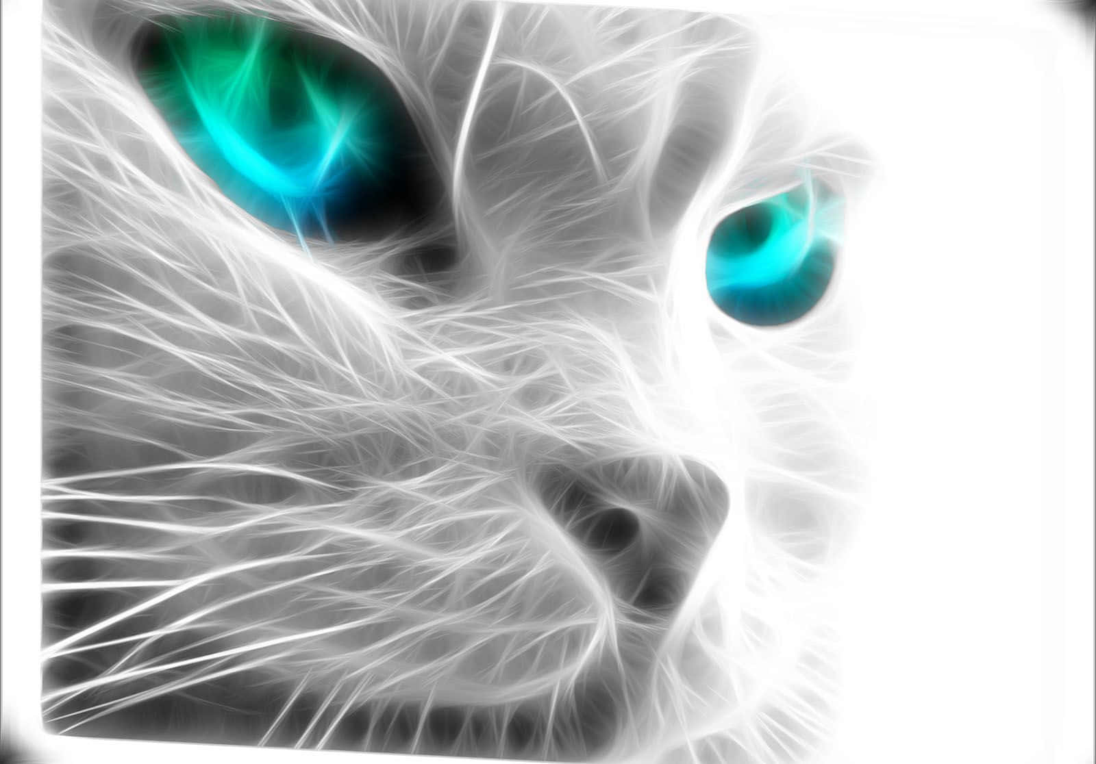 Neon Animal White Cat Face Background