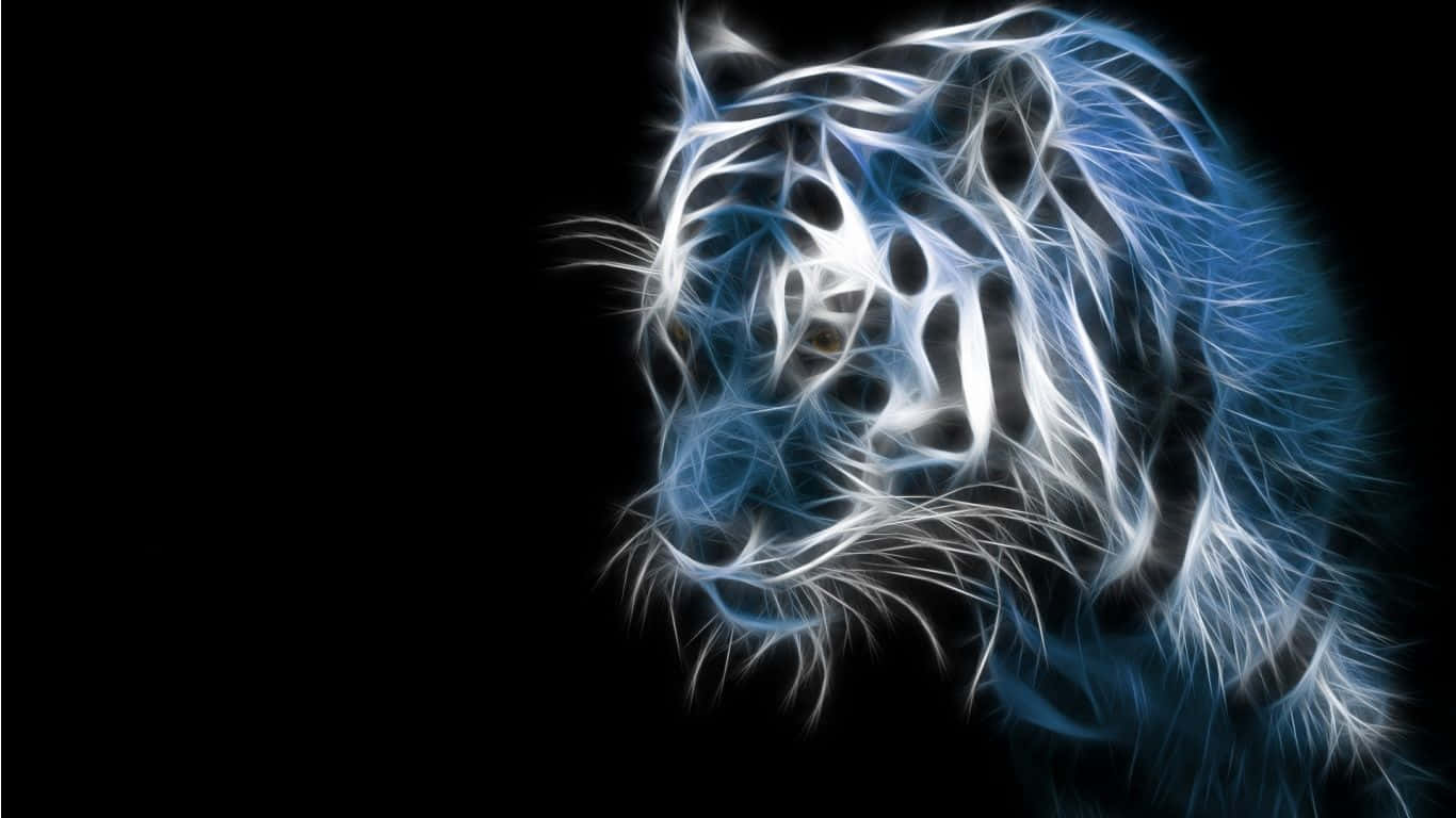 Neon Animal White Tiger Head Artwork Background