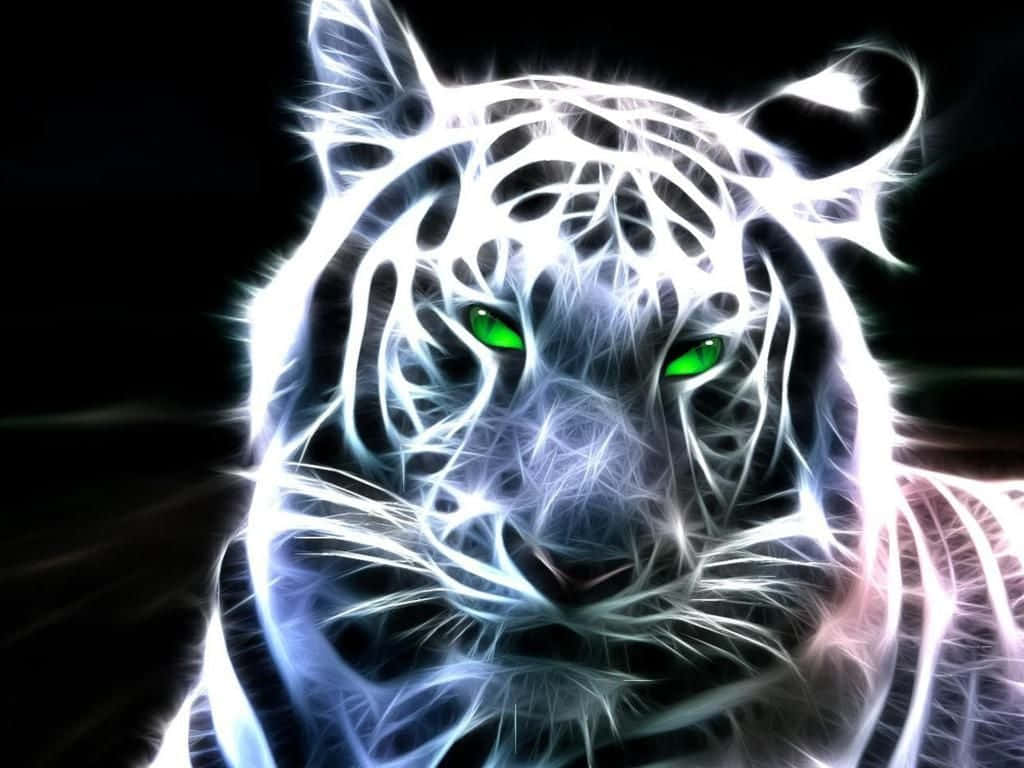 Neon Animal White Tiger Background