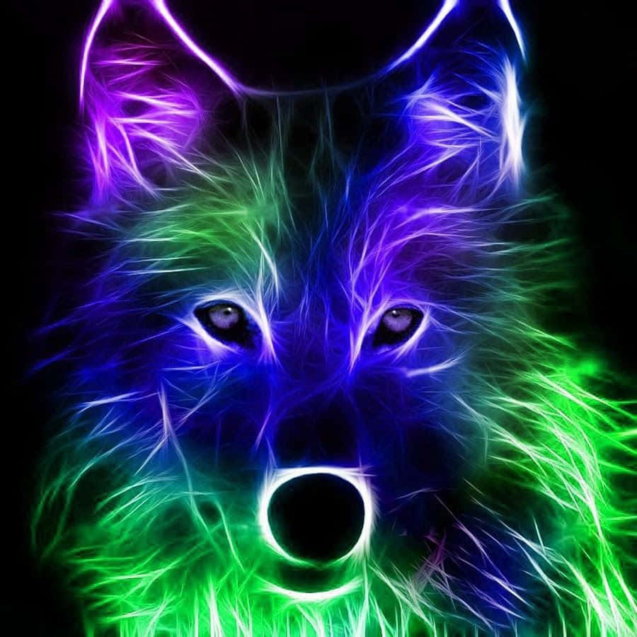 Neon Animal Wolf Face Background