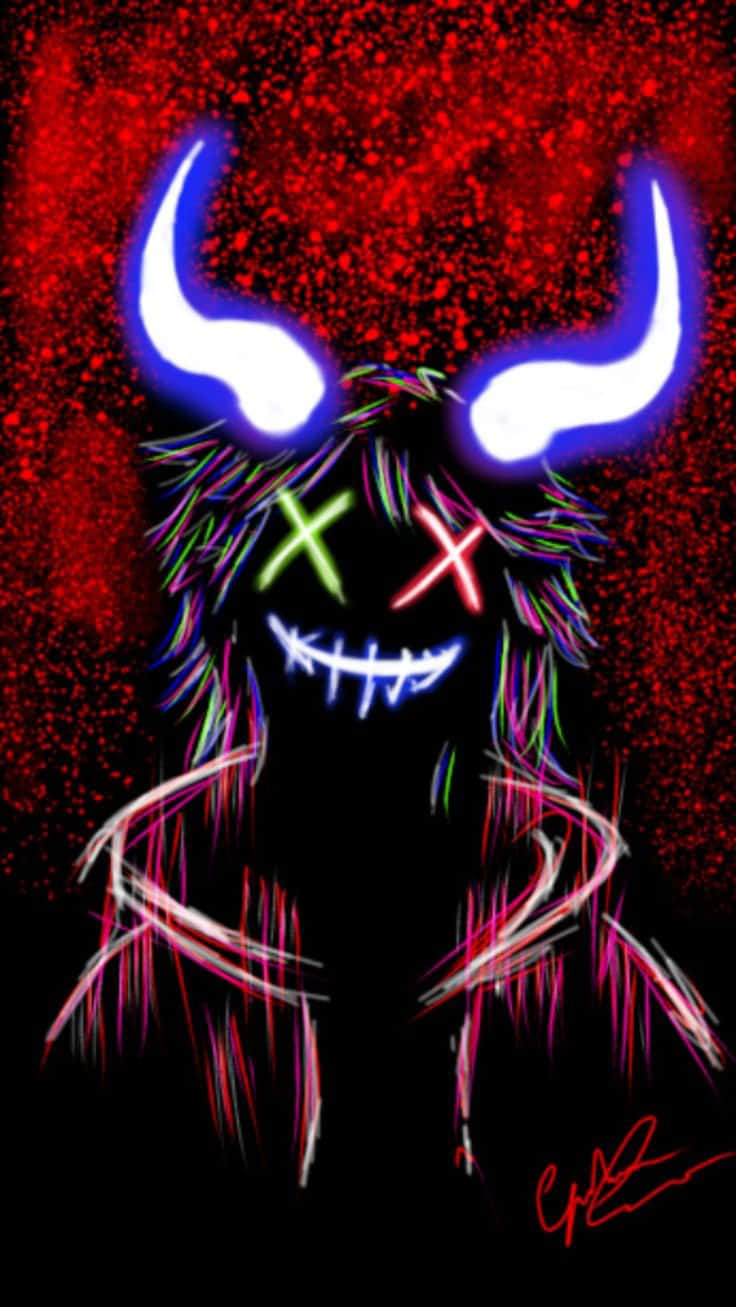 Neon Anime Dark Monster Background