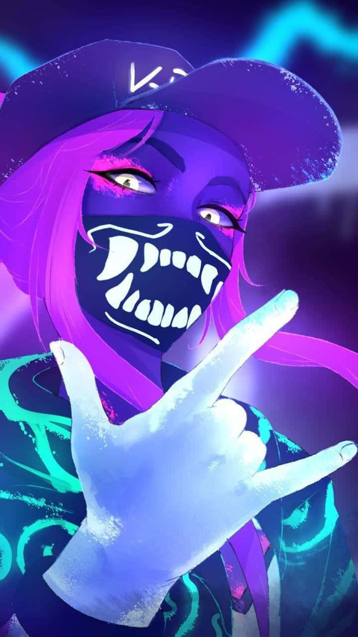 Neon Anime Girl Akali Background