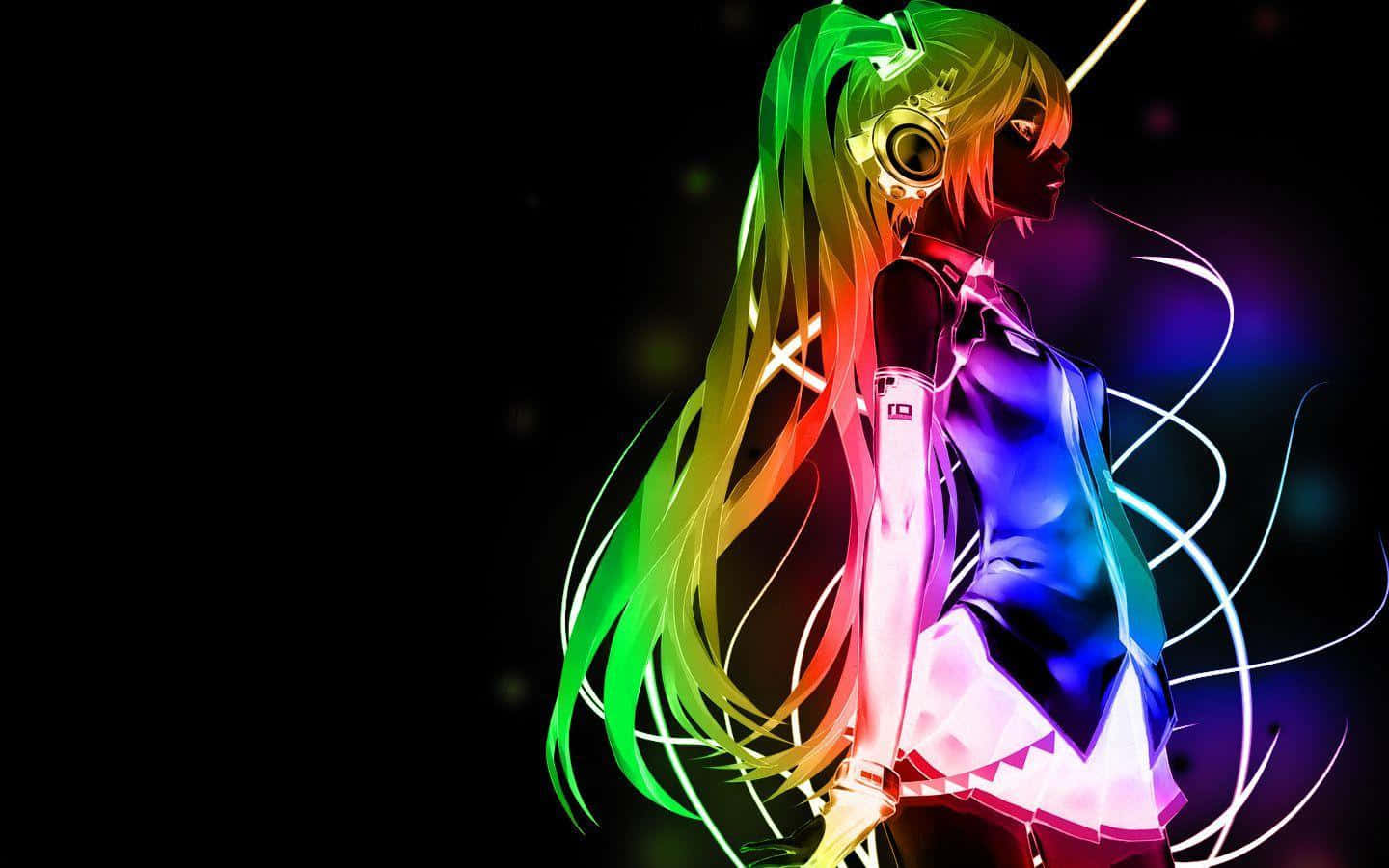 Neon Anime Girl Hatsune Miku Background