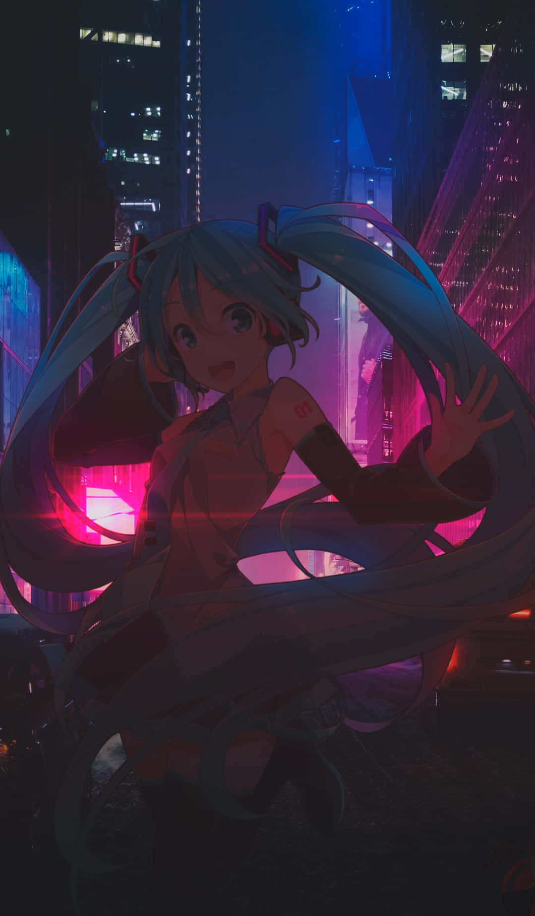 Neon Anime Hatsune Miku Background