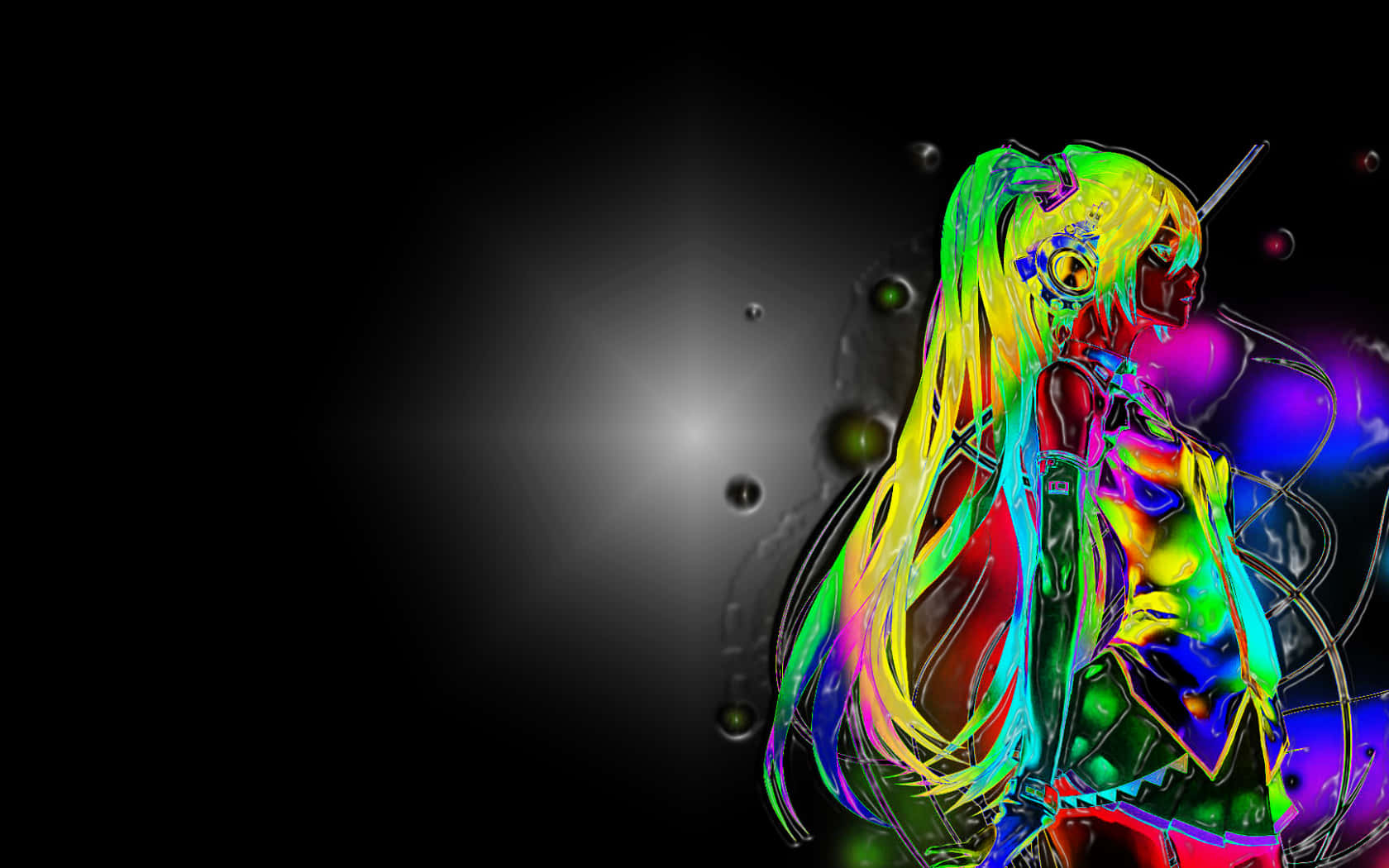 Neon Anime Hatsune Miku Poster Background