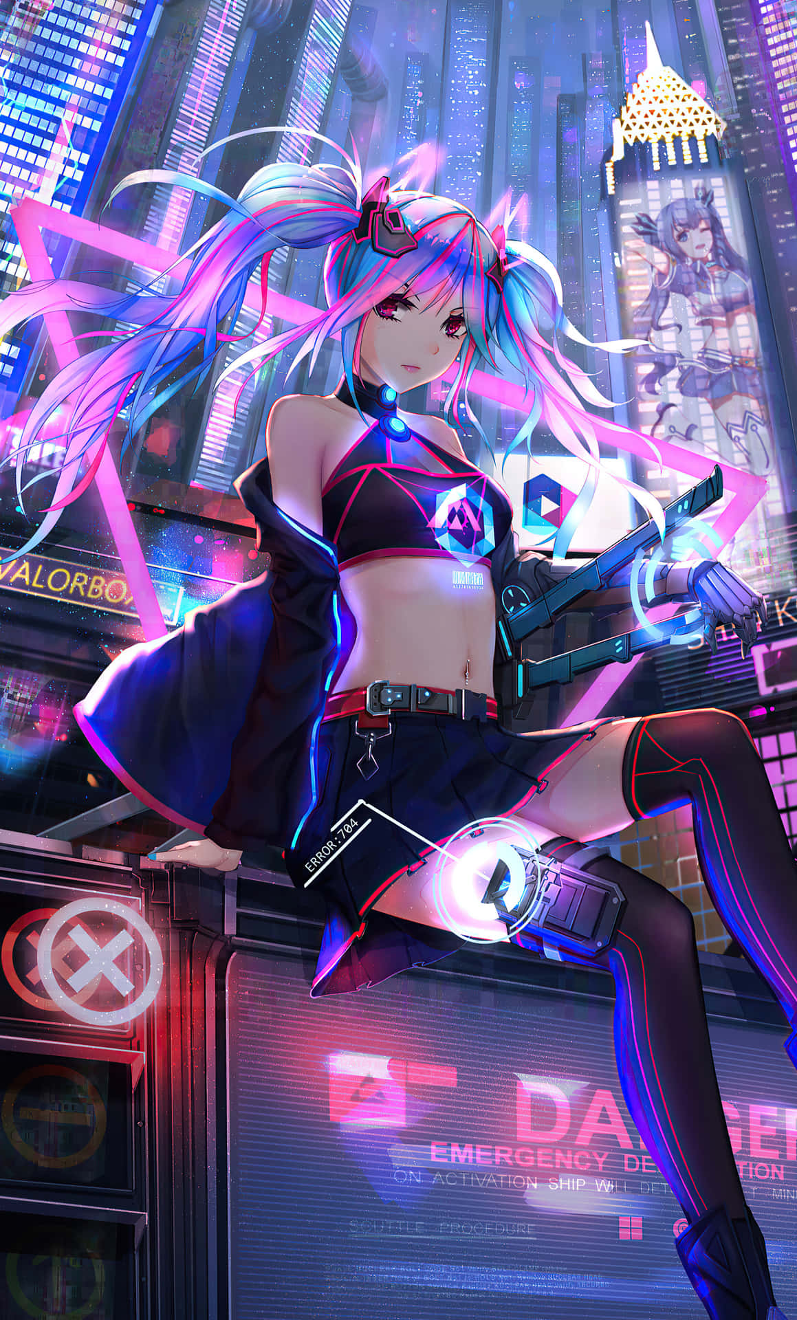 Neon Anime Musical Artist Hatsune Miku Background