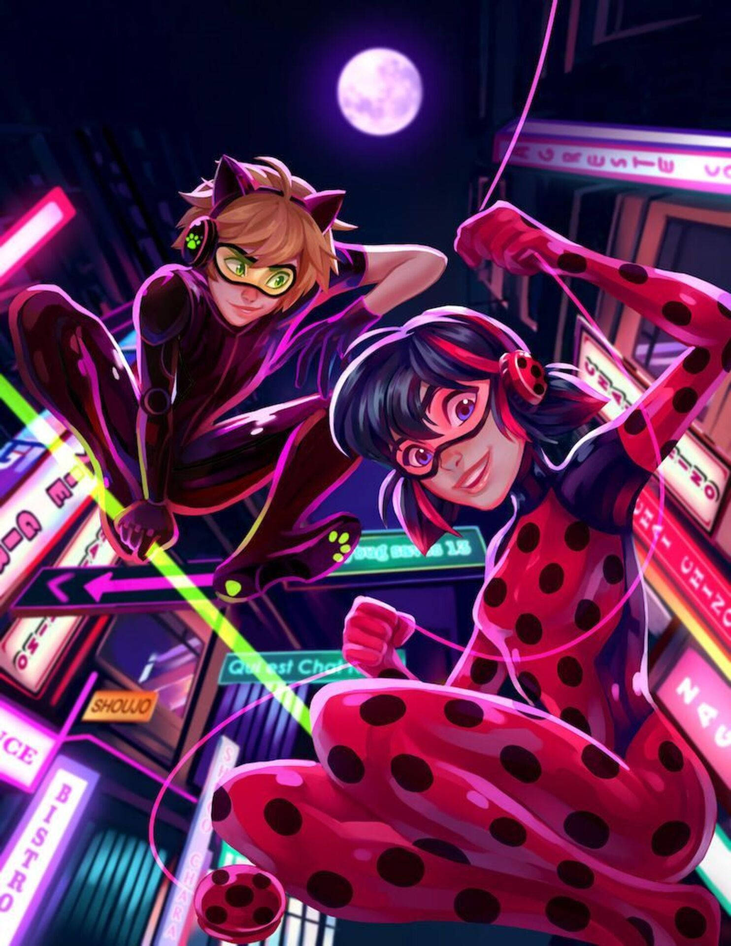Neon Arcade Miraculous Ladybug Background