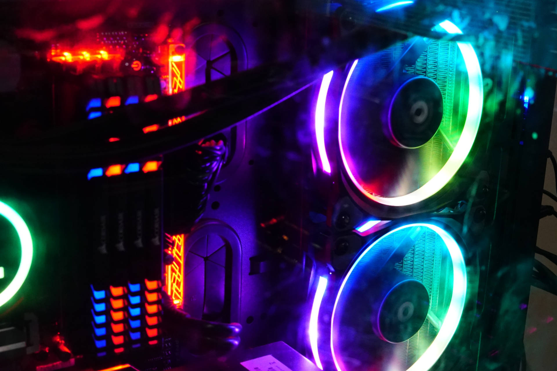 Neon Backlights Computer Coolers Background