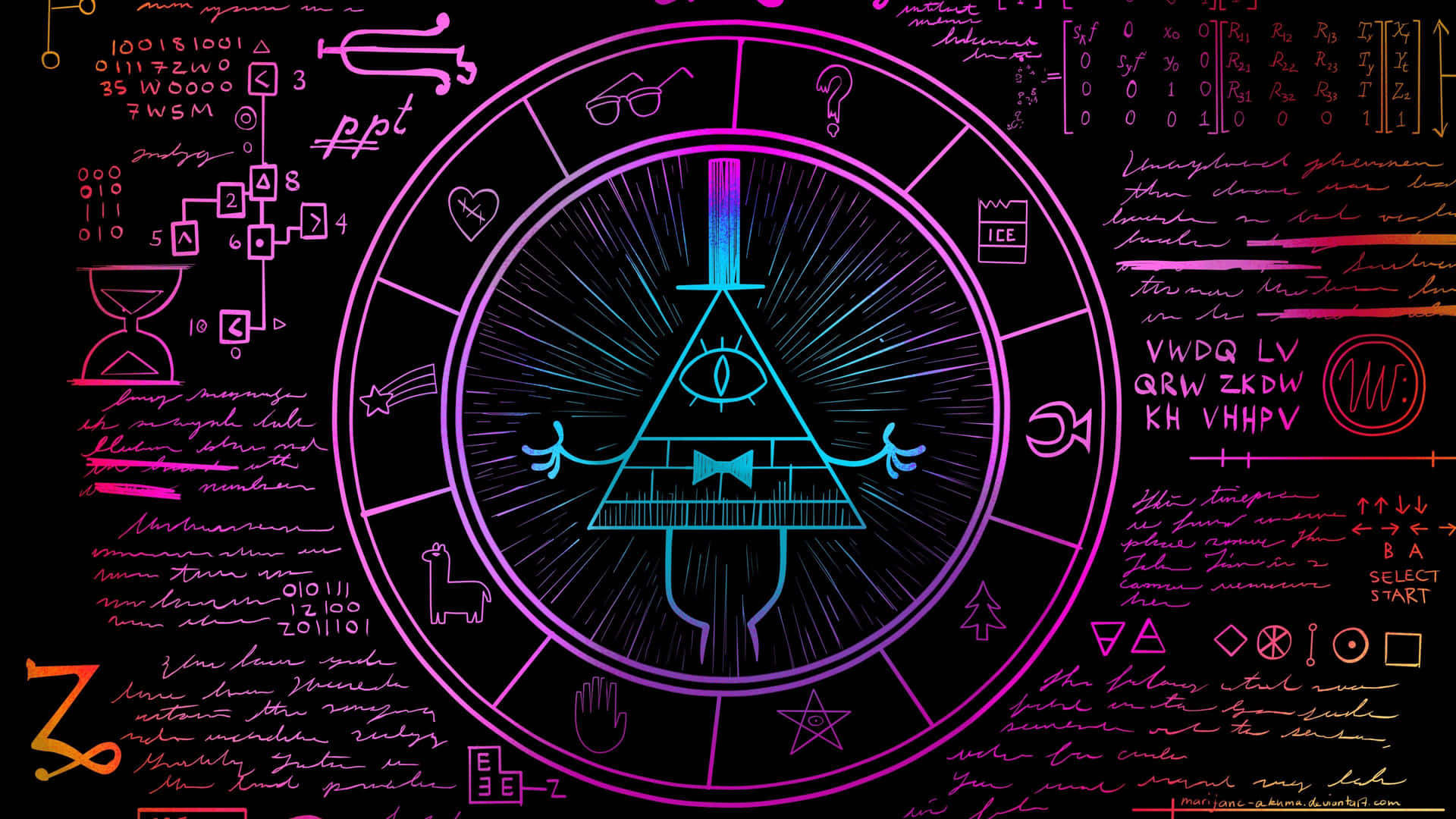 Neon Bill Cipher Background