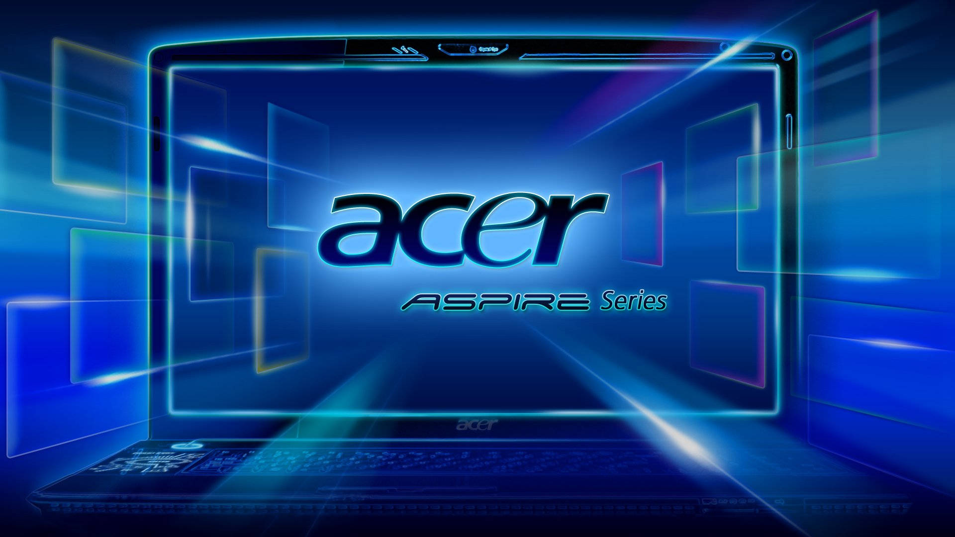Neon Blue Acer Aspire Laptop Background