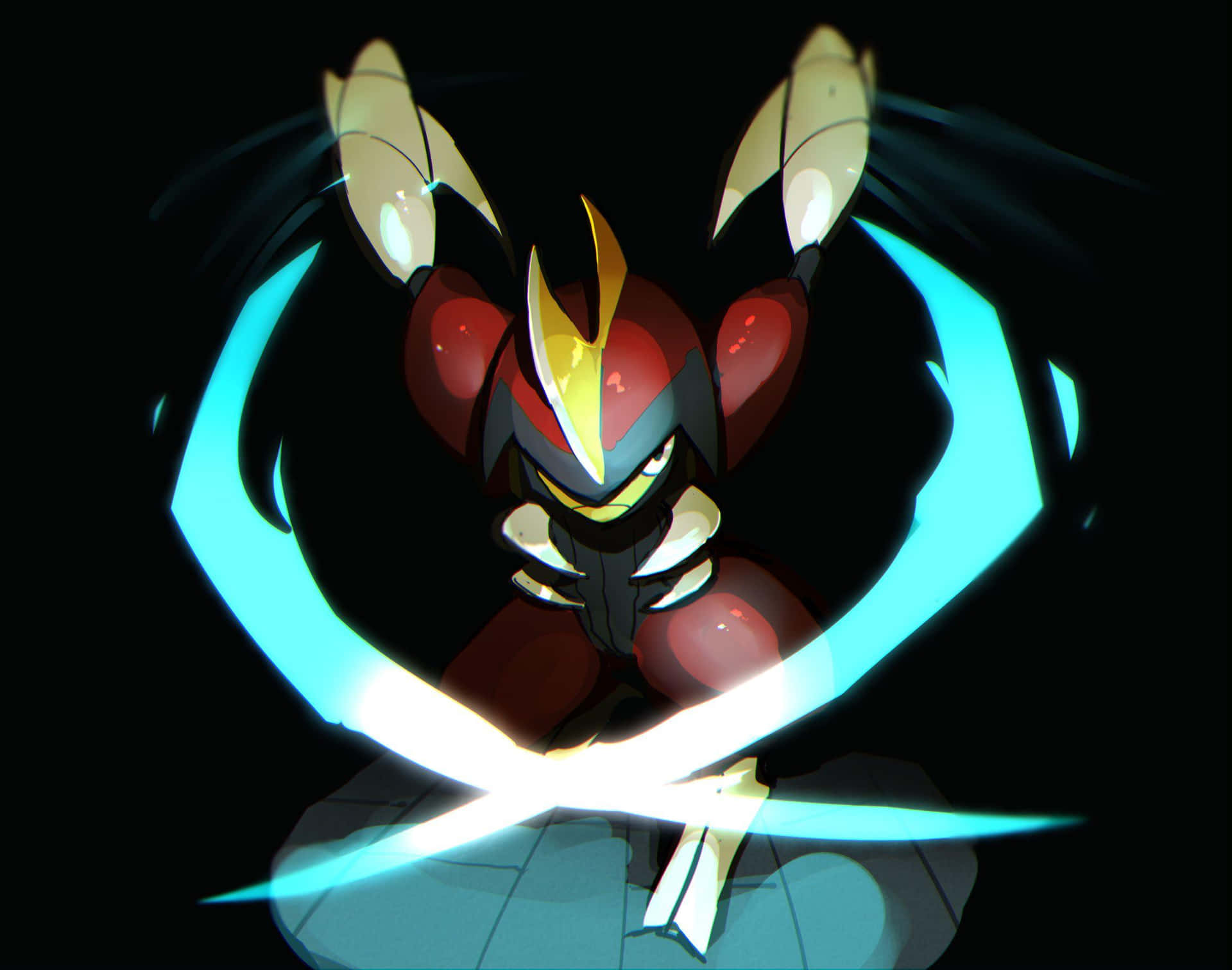 Neon Blue Aesthetic Bisharp Attack Background