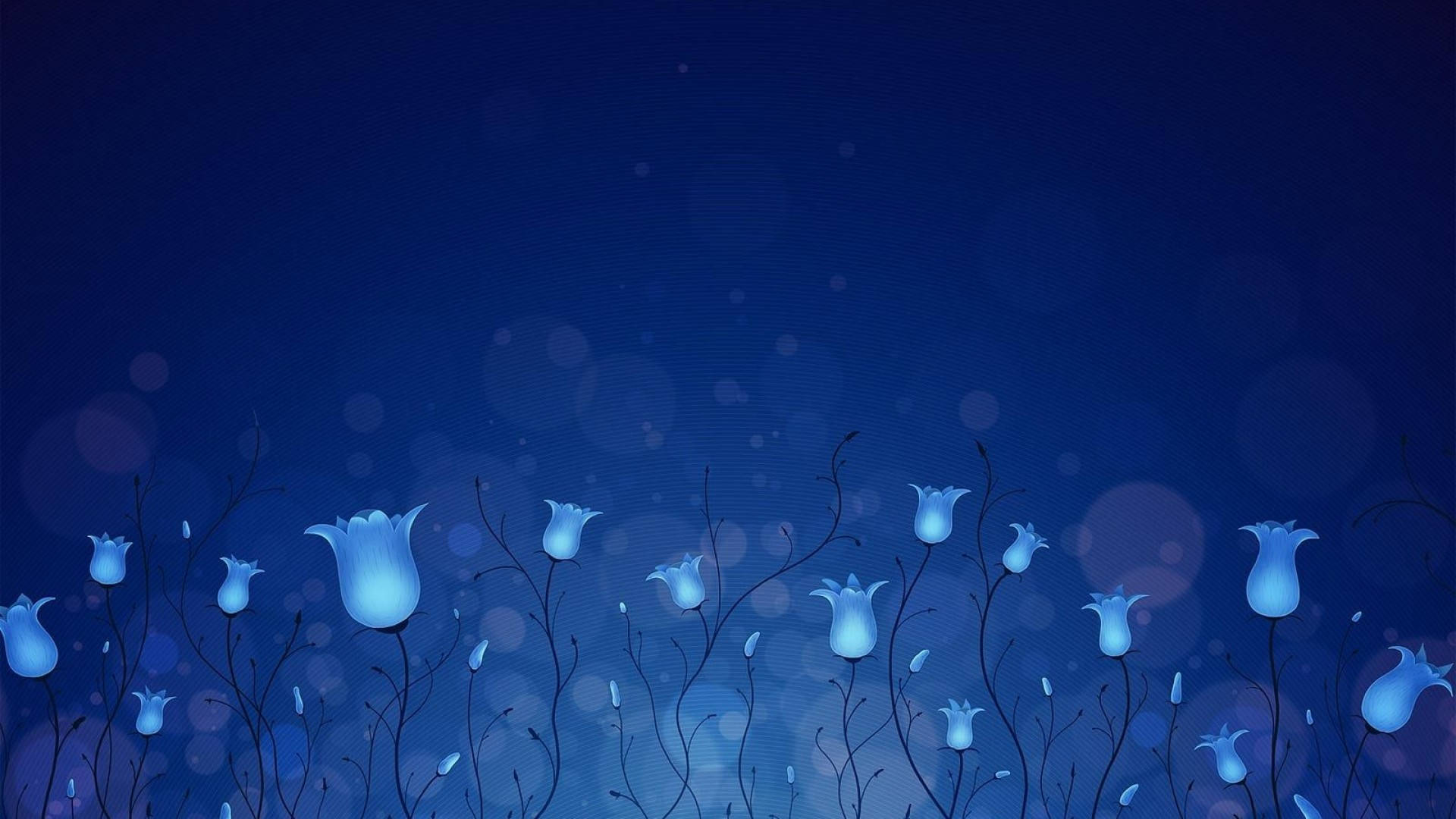 Neon Blue Aesthetic Floral Digital Art Background