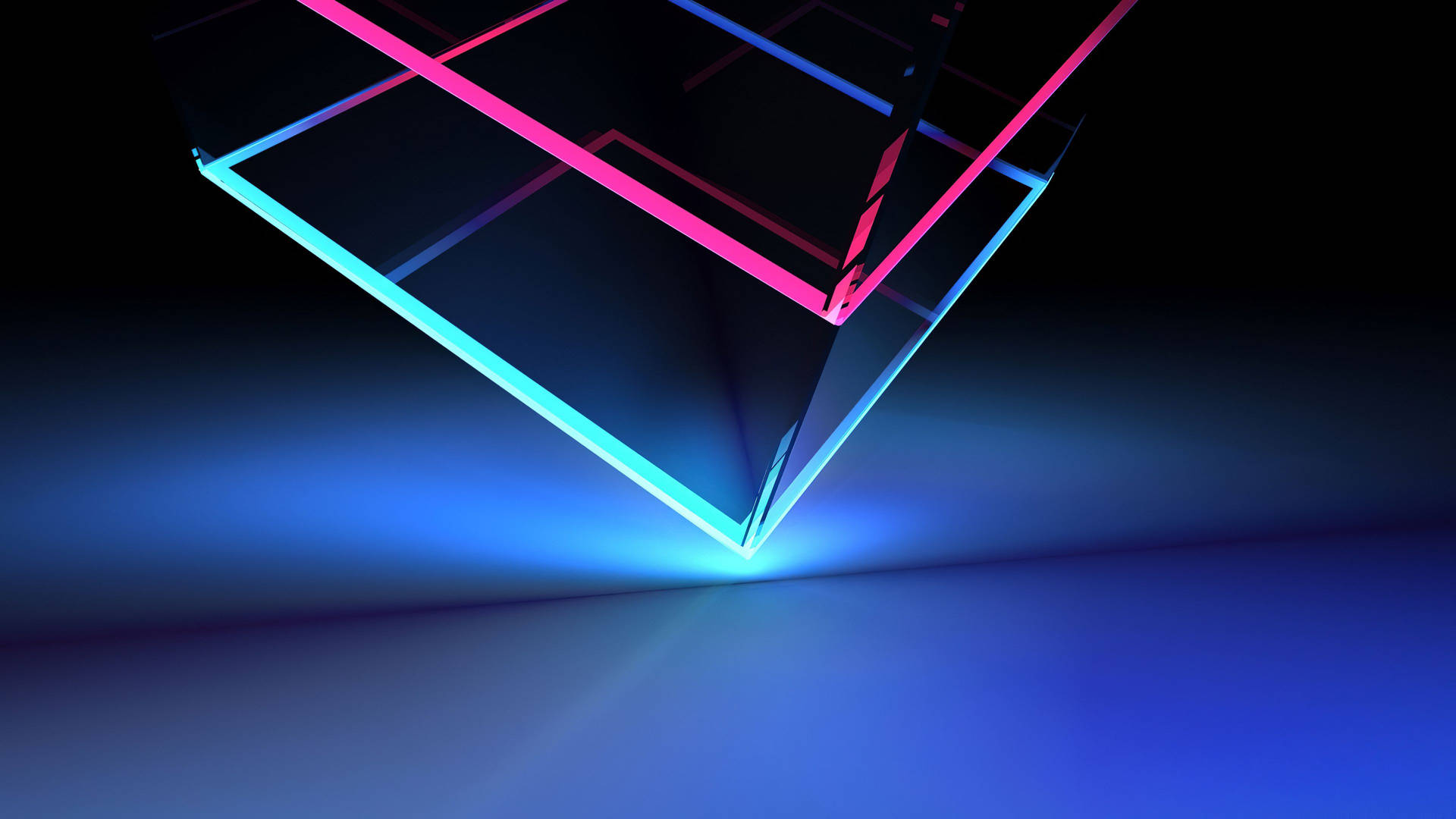 Neon Blue Aesthetic Half Cube Background