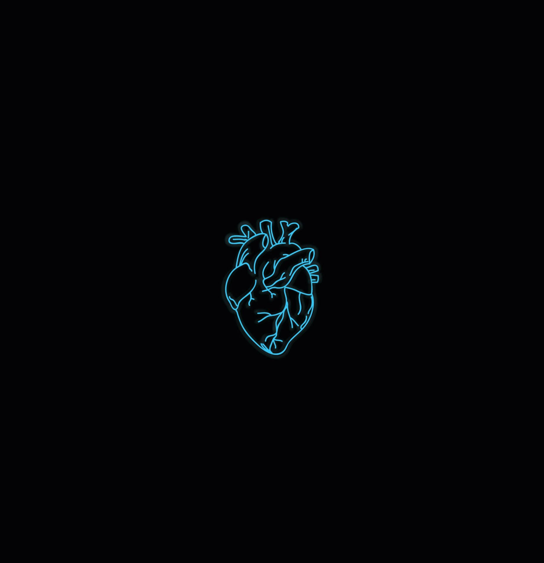 Neon Blue Aesthetic Human Heart Background