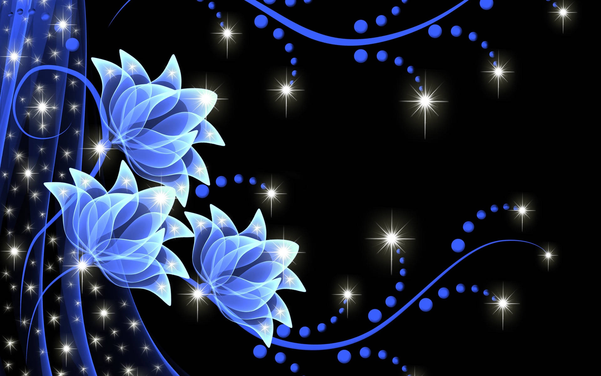 Neon Blue Aesthetic Lotus Digital Art Background