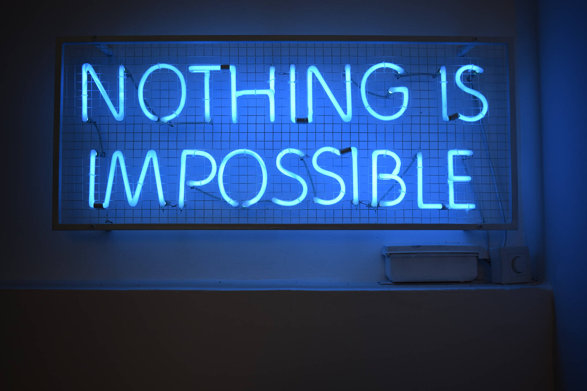 Neon Blue Aesthetic Nothing Is Impossible Background