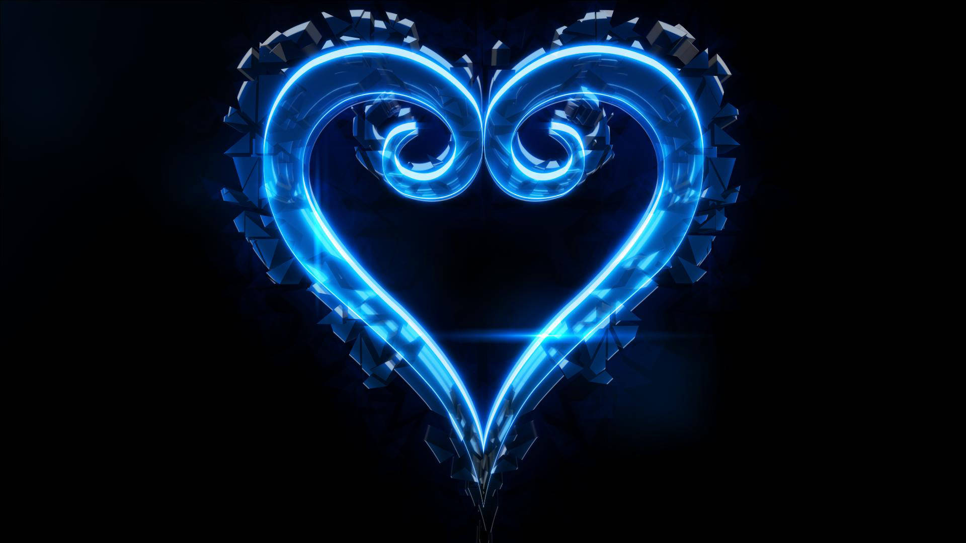 Neon Blue Aesthetic Shattered Heart Background
