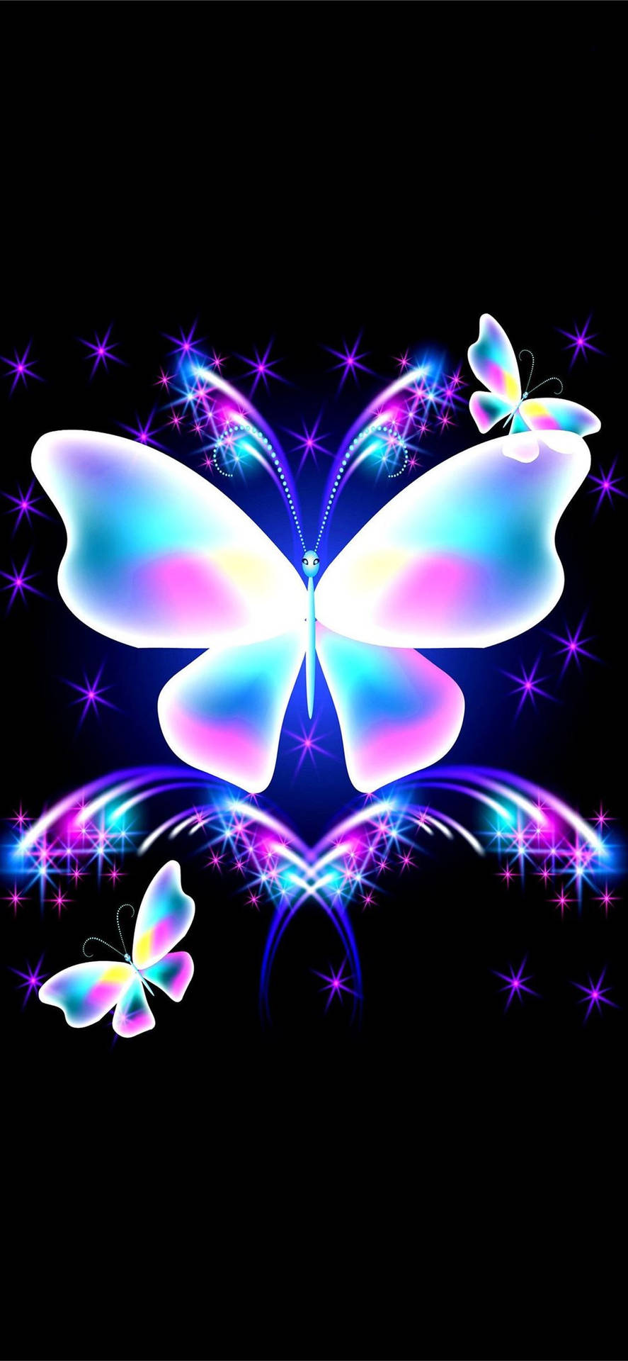Neon Blue And Purple Butterfly Phone Background
