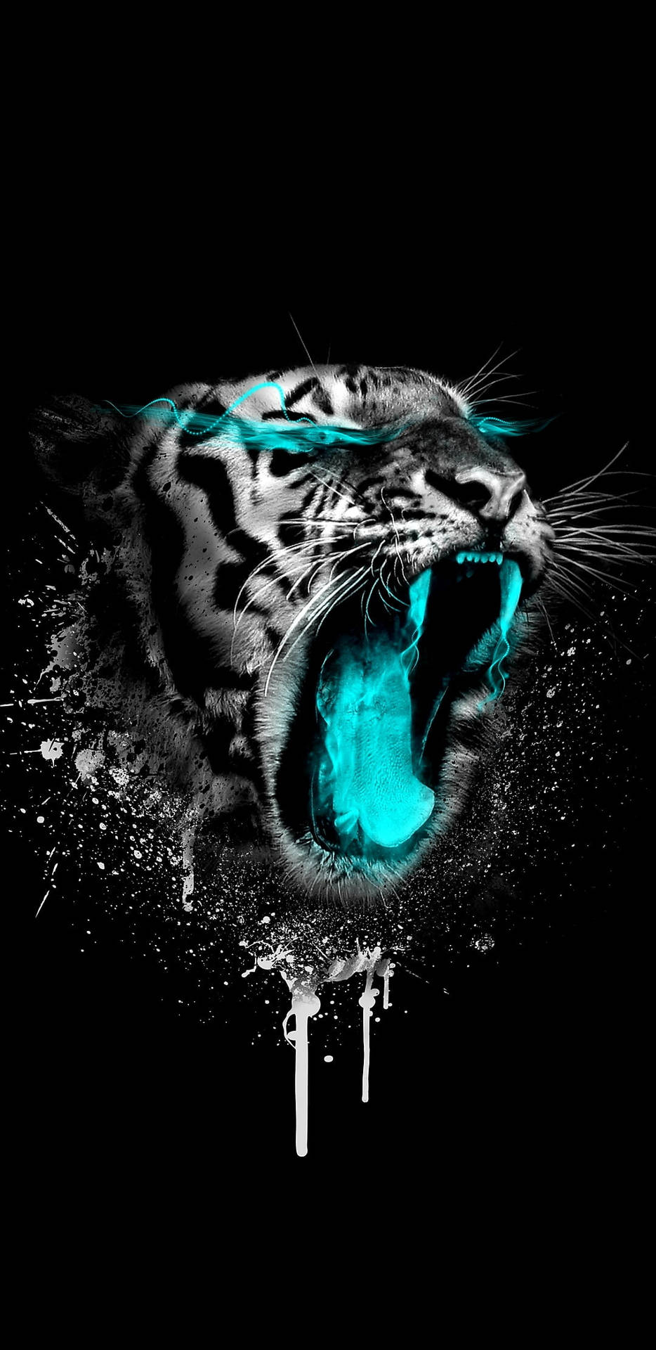 Neon Blue Angry Tiger