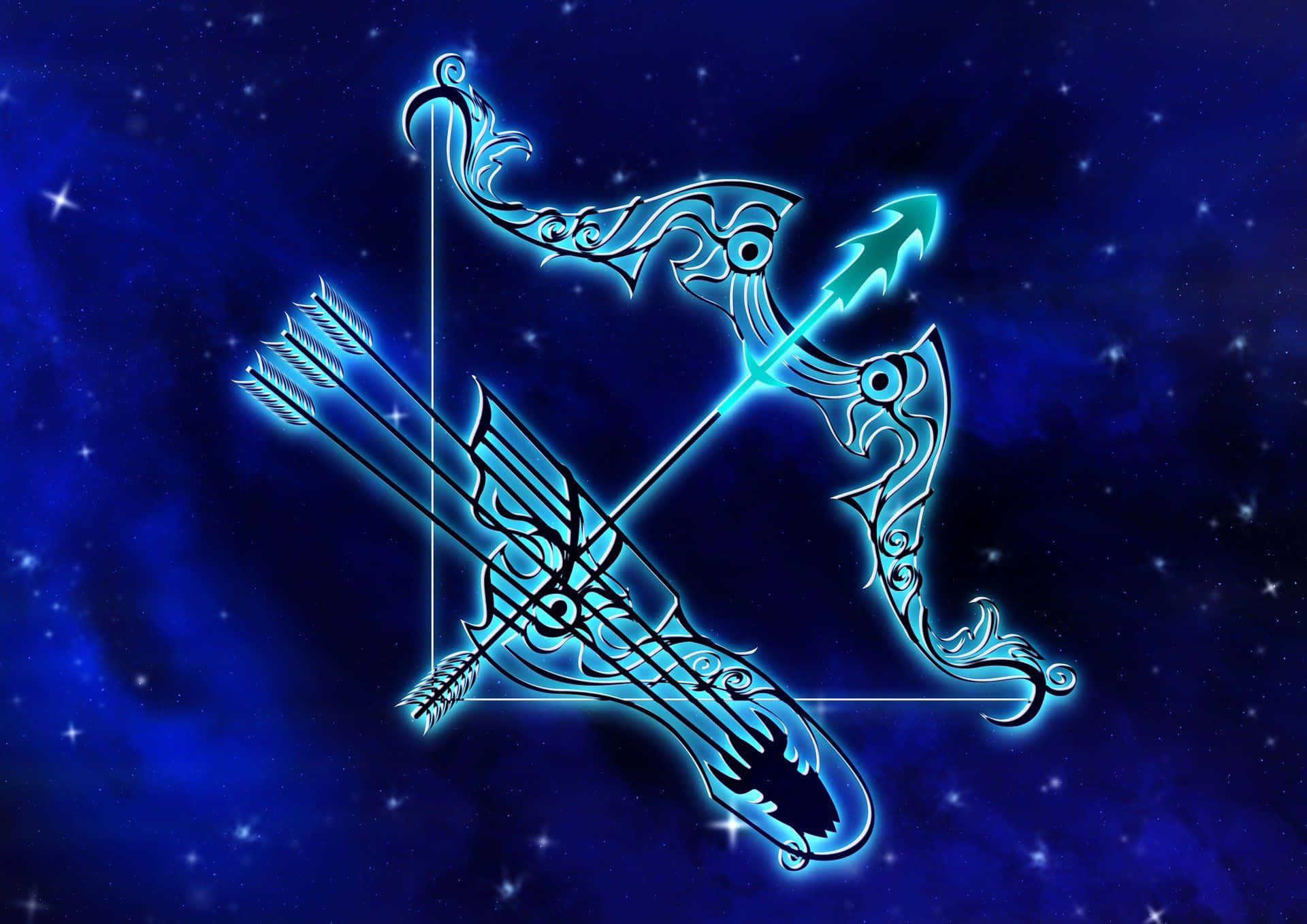 Neon Blue Arrow Cute Sagittarius Background